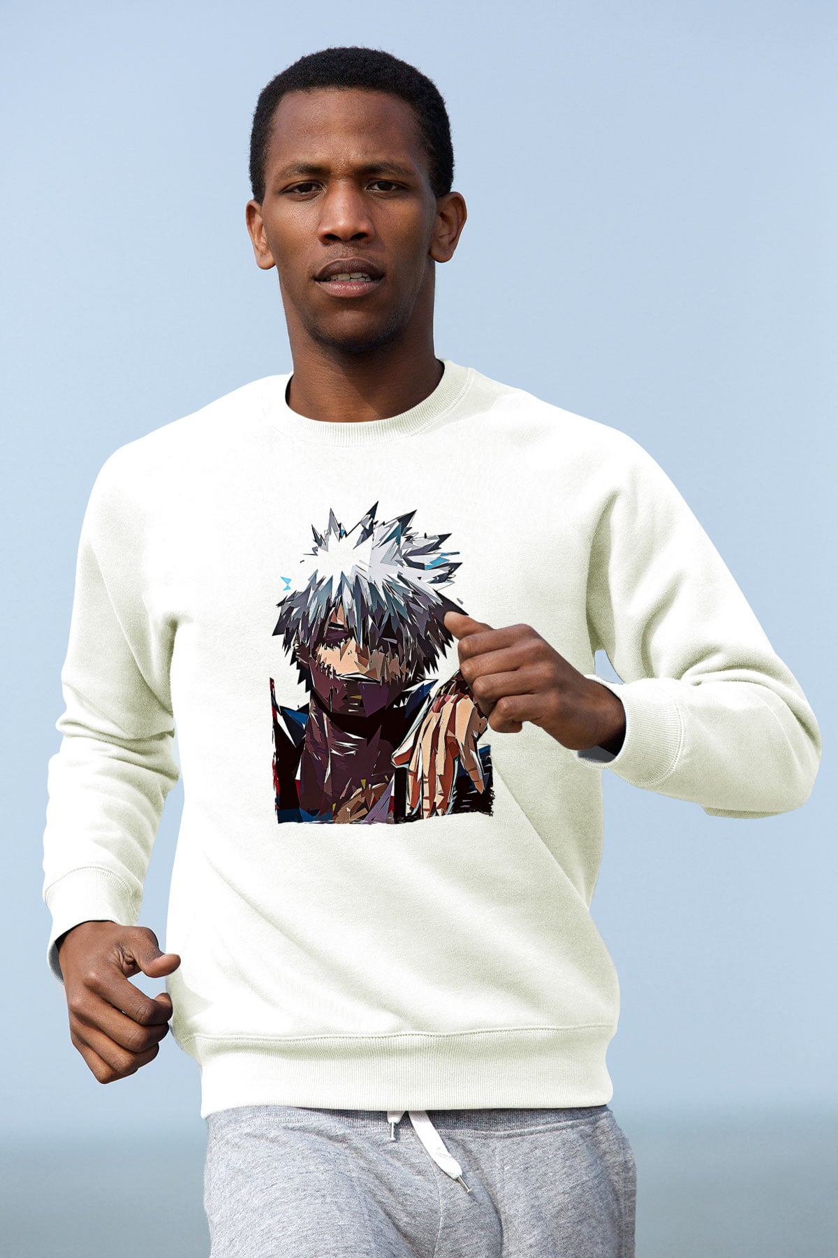 Dabi Baskılı Beyaz Unisex Sweatshirt