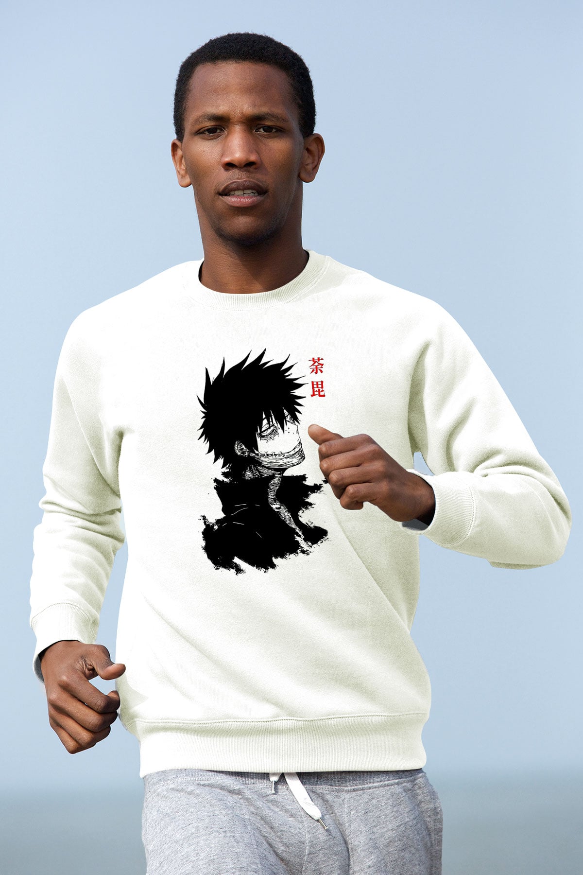 Dabi Baskılı Beyaz Unisex Sweatshirt