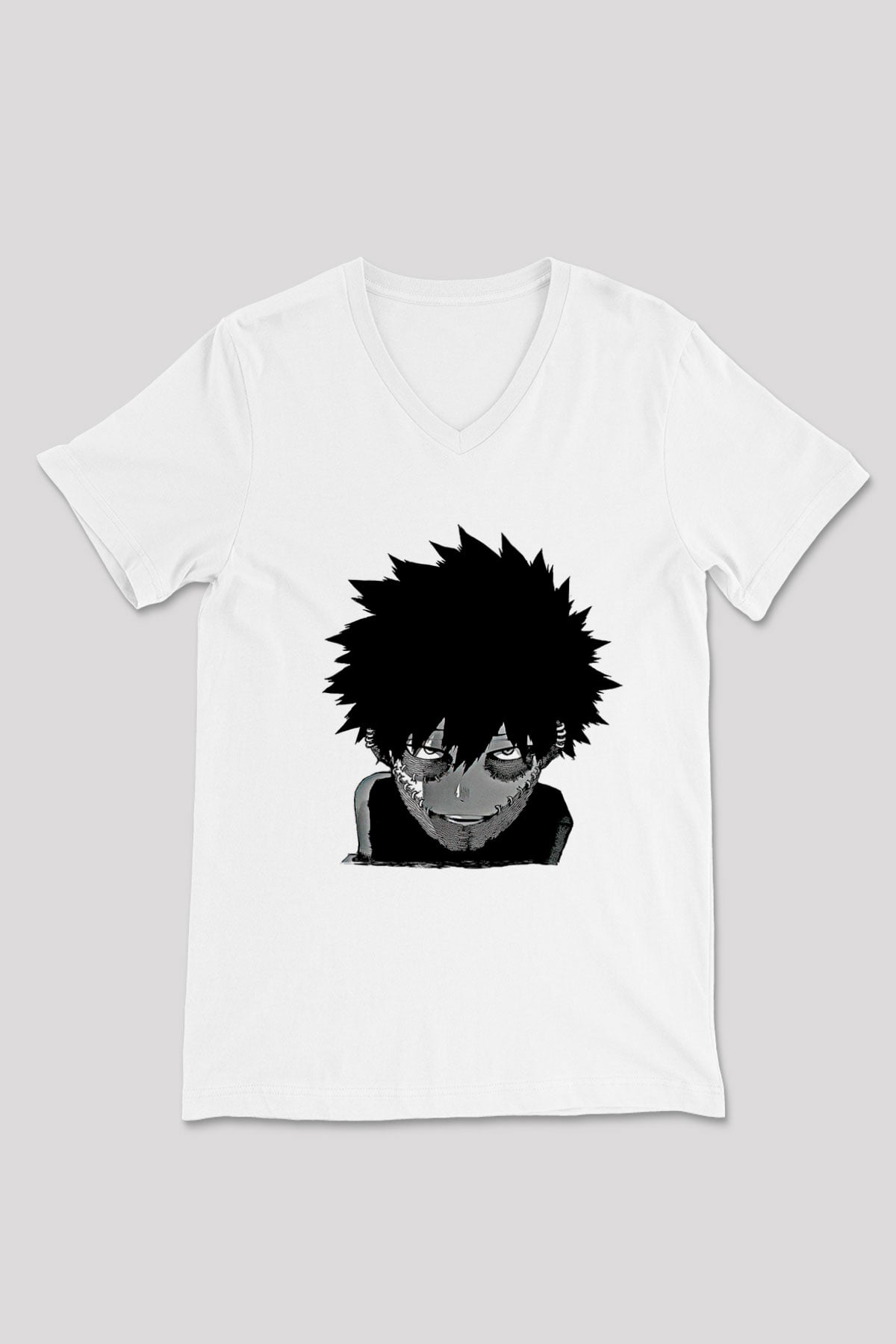 Dabi Baskılı Beyaz Unisex V Yaka Tişört - Tshirt