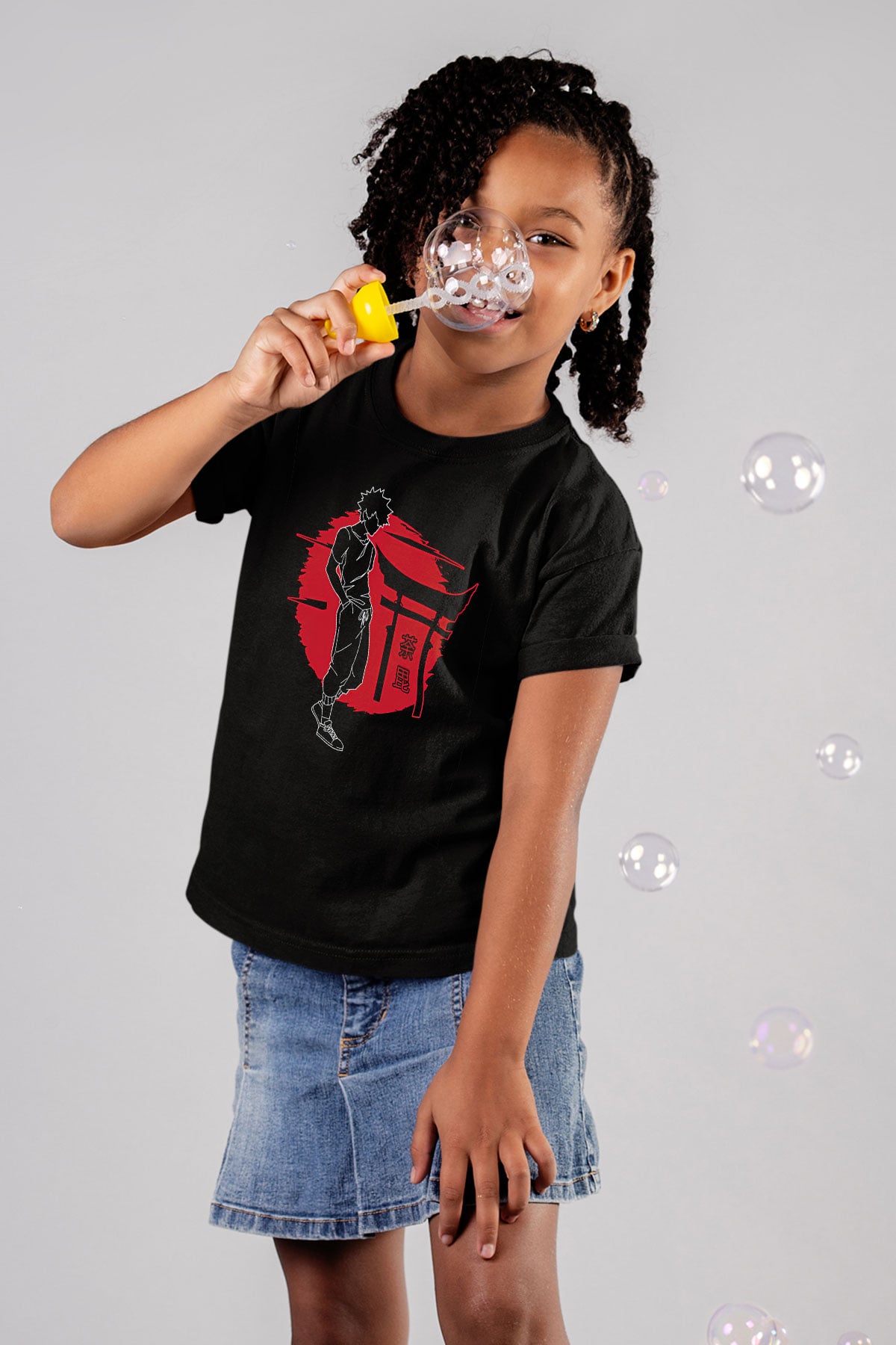 Dabi Baskılı Unisex Siyah Çocuk Tişört - Tshirt