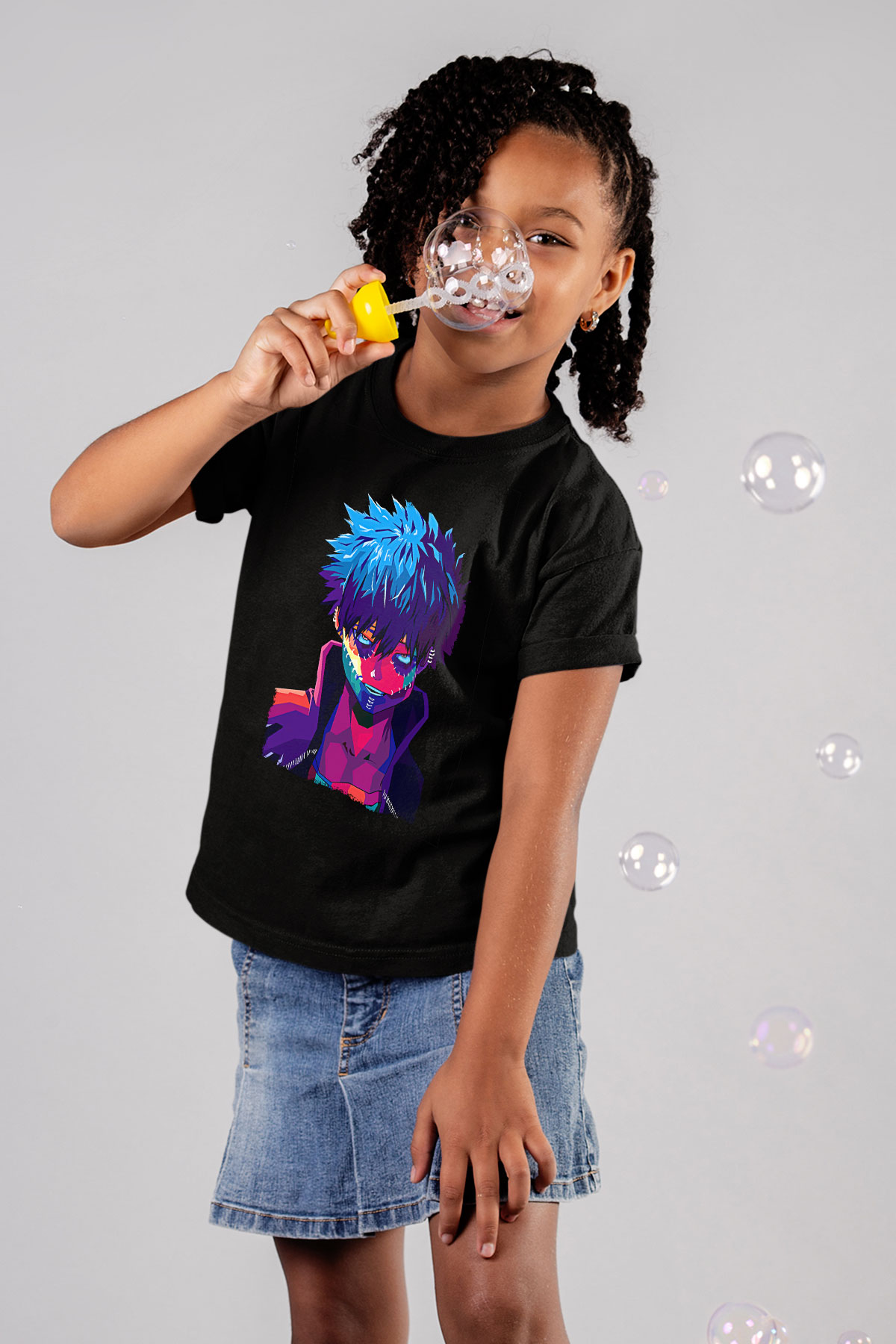 Dabi Baskılı Unisex Siyah Çocuk Tişört - Tshirt