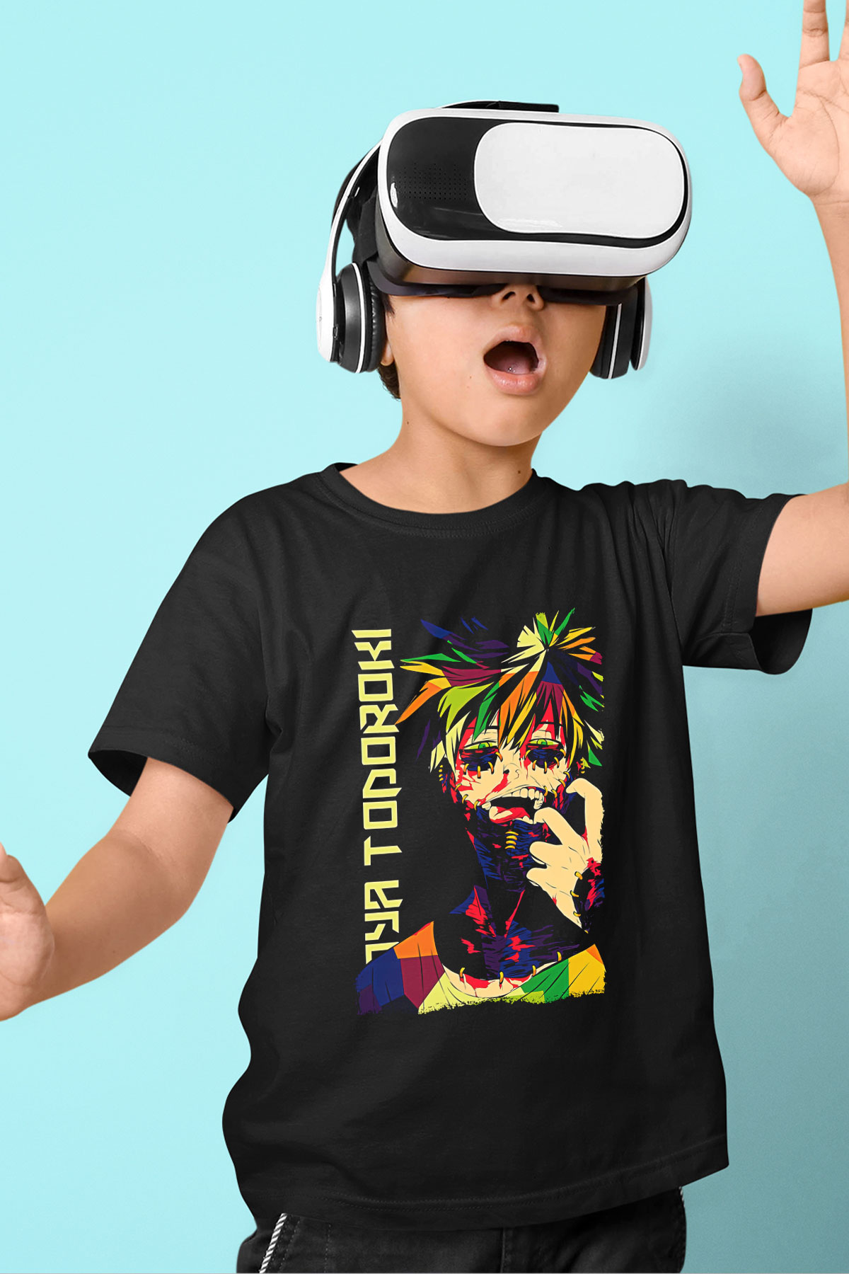 Dabi Baskılı Unisex Siyah Çocuk Tişört - Tshirt