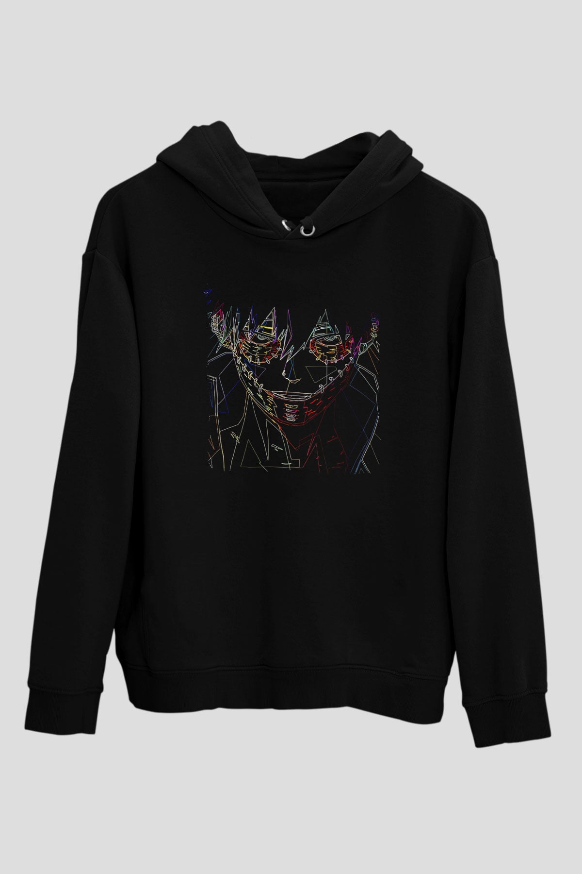 Dabi Baskılı Unisex Siyah Hoodie
