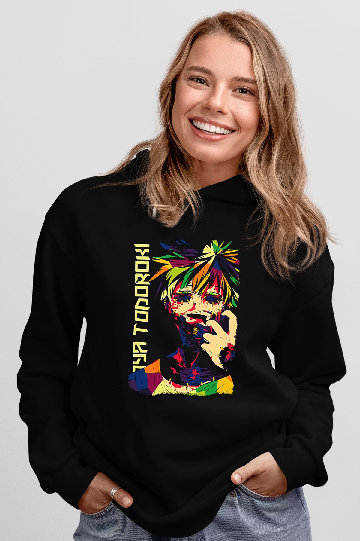 Dabi Baskılı Unisex Siyah Hoodie