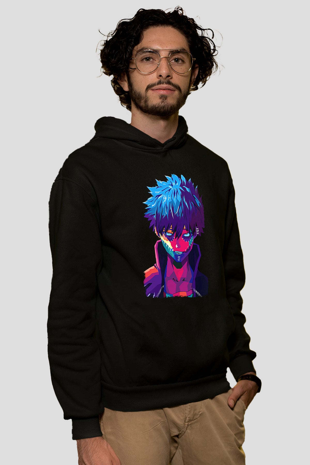 Dabi Baskılı Unisex Siyah Hoodie