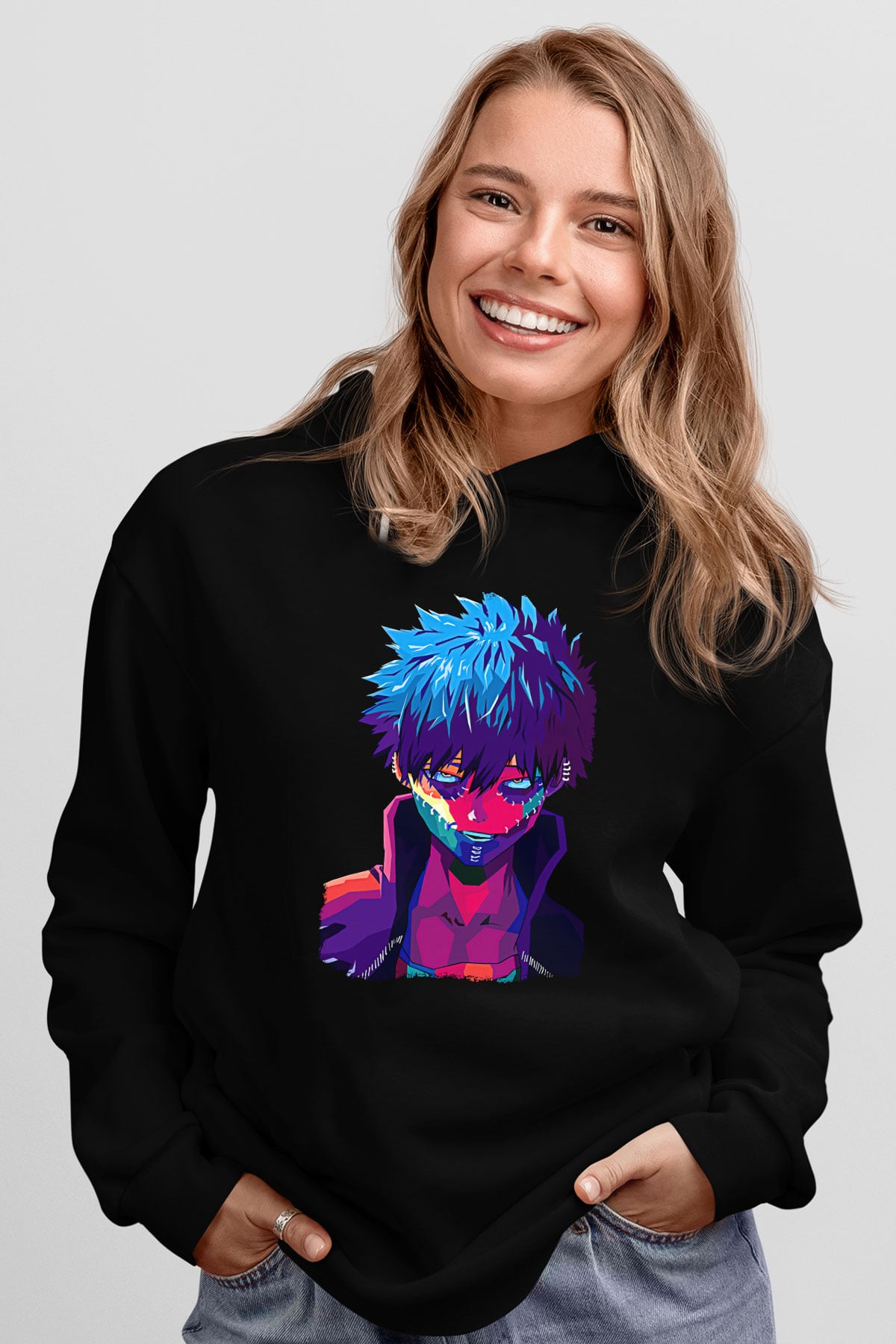 Dabi Baskılı Unisex Siyah Hoodie