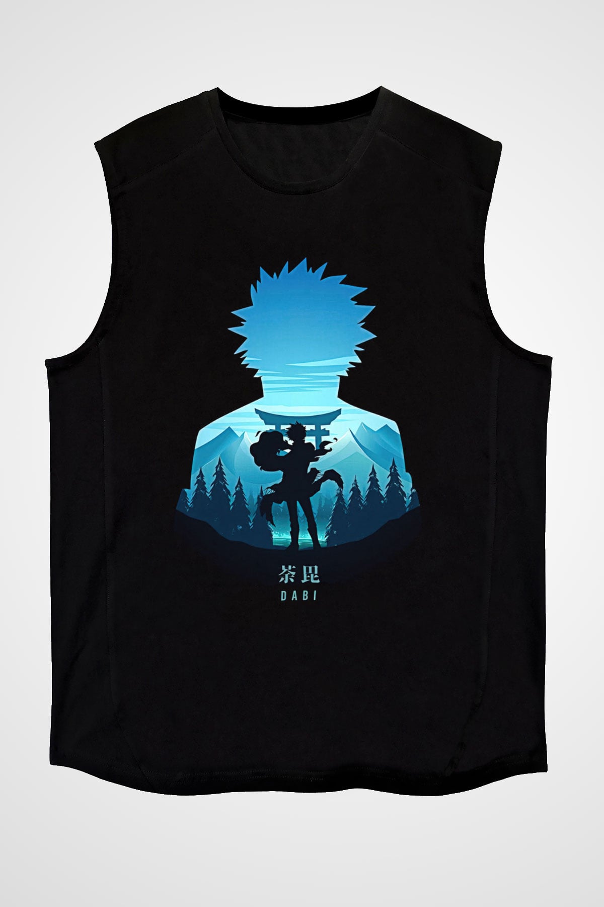 Dabi Baskılı Unisex Siyah Kolsuz Tişört - Tshirt
