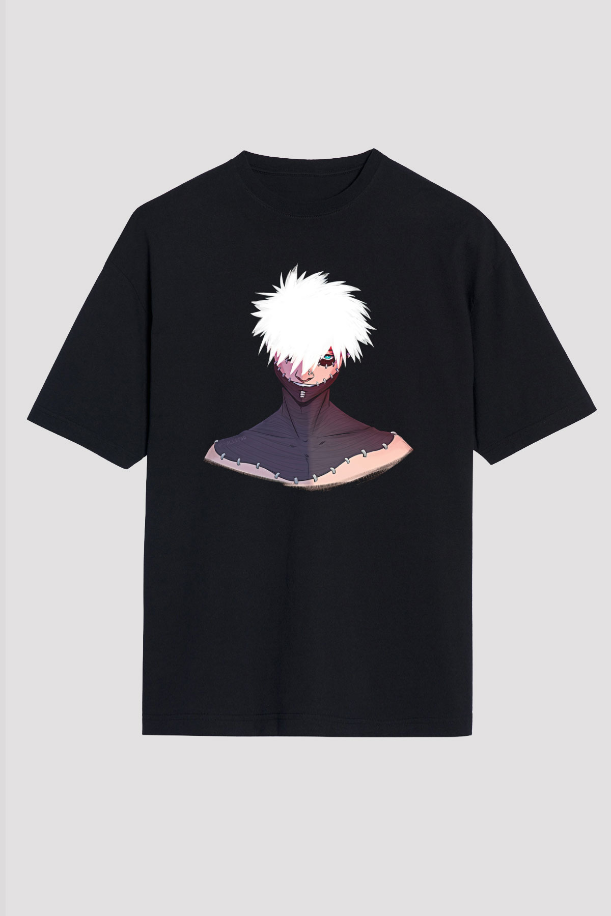 Dabi Baskılı Unisex Siyah Oversize Tişört - Tshirt