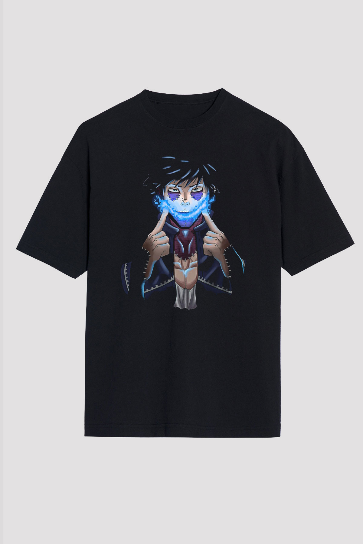 Dabi Baskılı Unisex Siyah Oversize Tişört - Tshirt