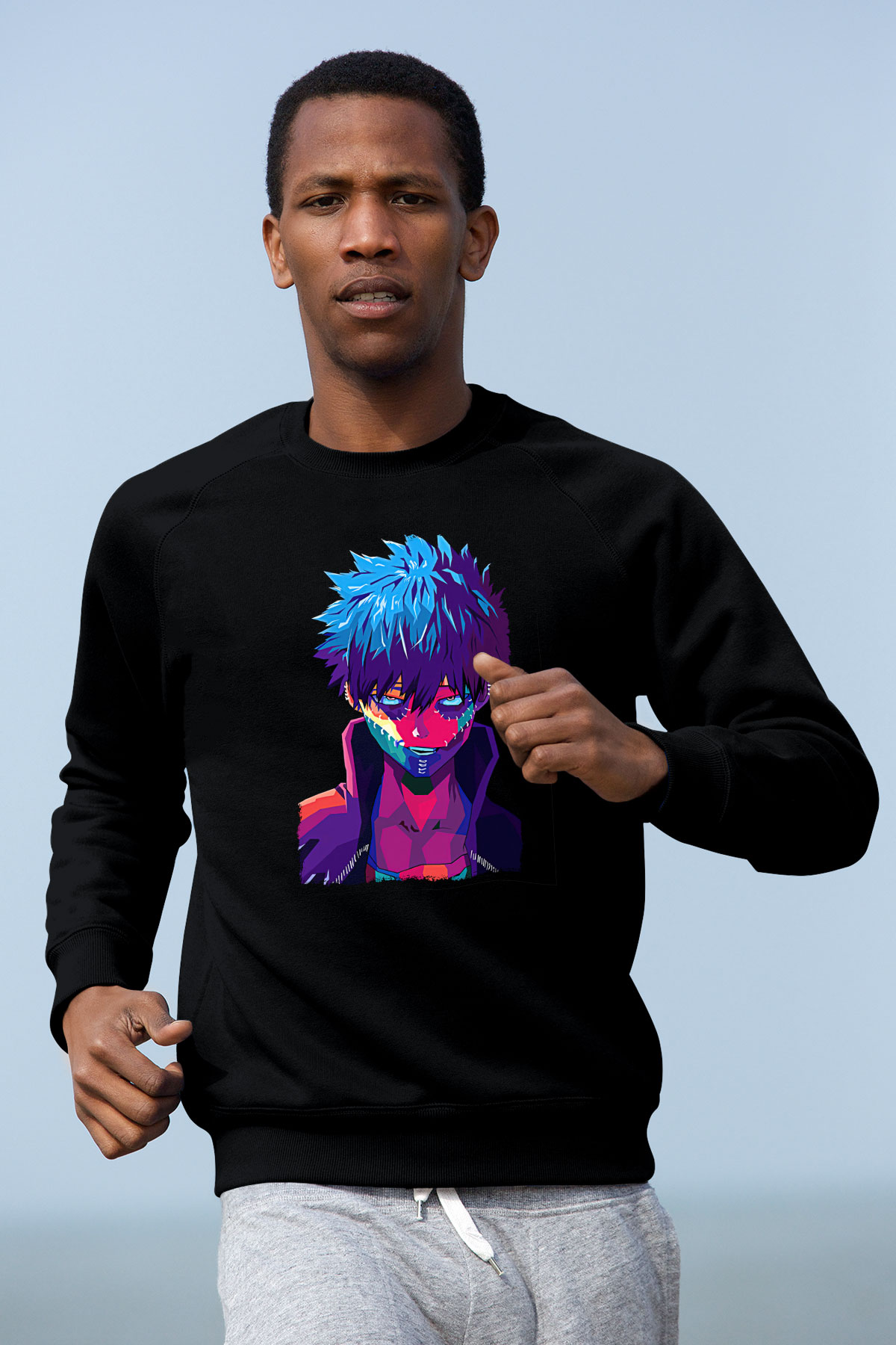 Dabi Baskılı Unisex Siyah Sweatshirt
