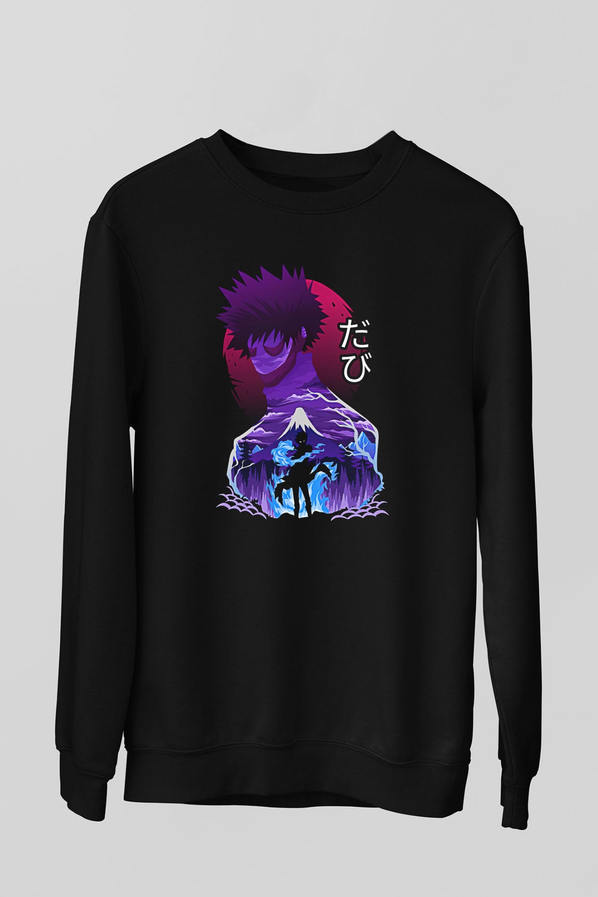 Dabi Baskılı Unisex Siyah Sweatshirt