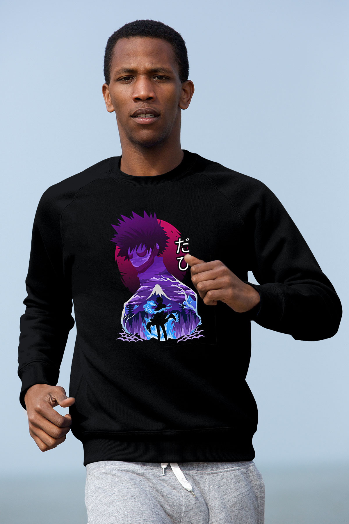 Dabi Baskılı Unisex Siyah Sweatshirt