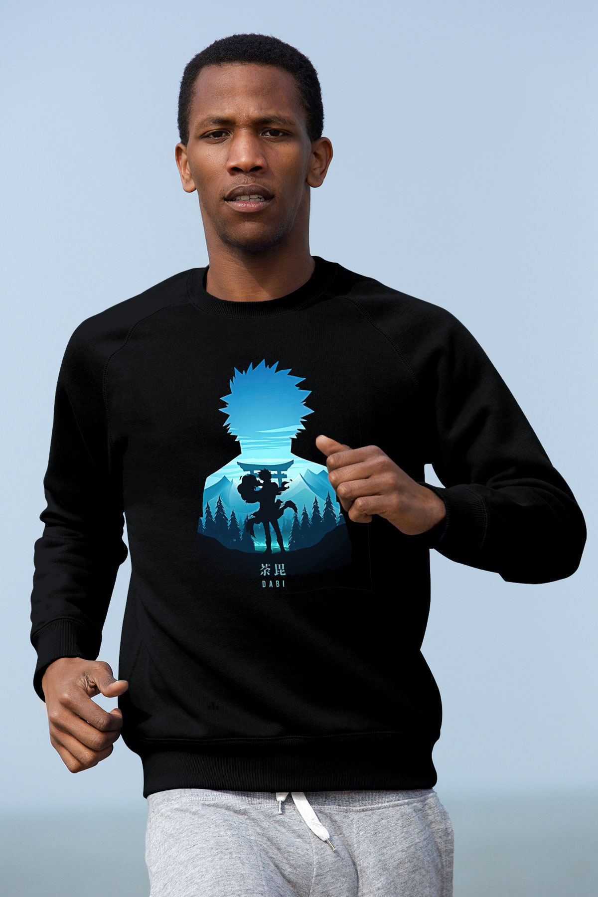 Dabi Baskılı Unisex Siyah Sweatshirt