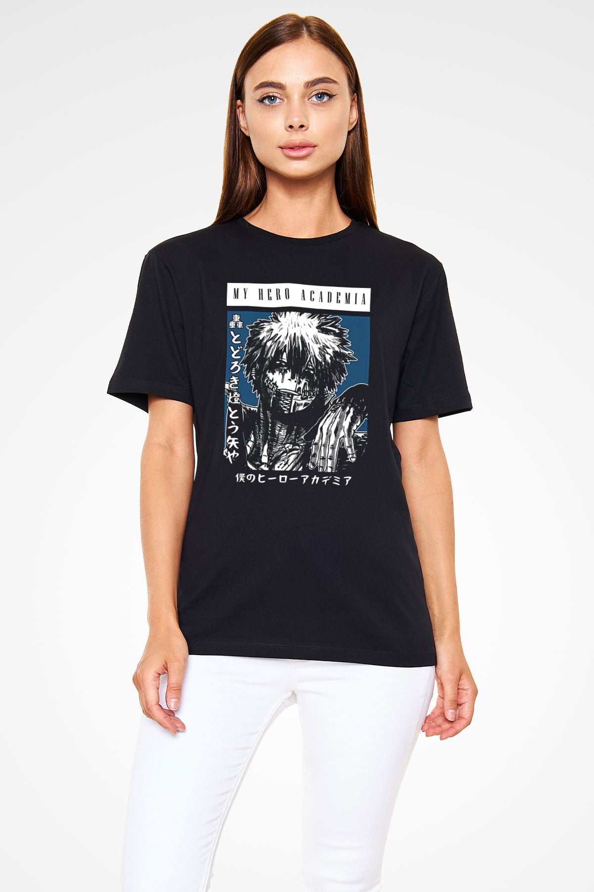 Dabi Baskılı Unisex Siyah Tişört - Tshirt