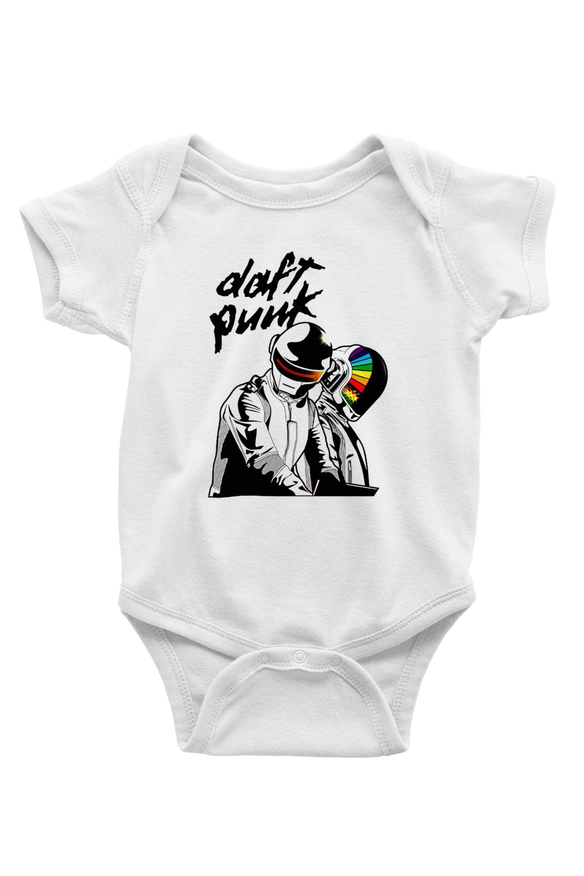 Daft Punk Baskılı Beyaz Unisex Bebek Body - Zıbın