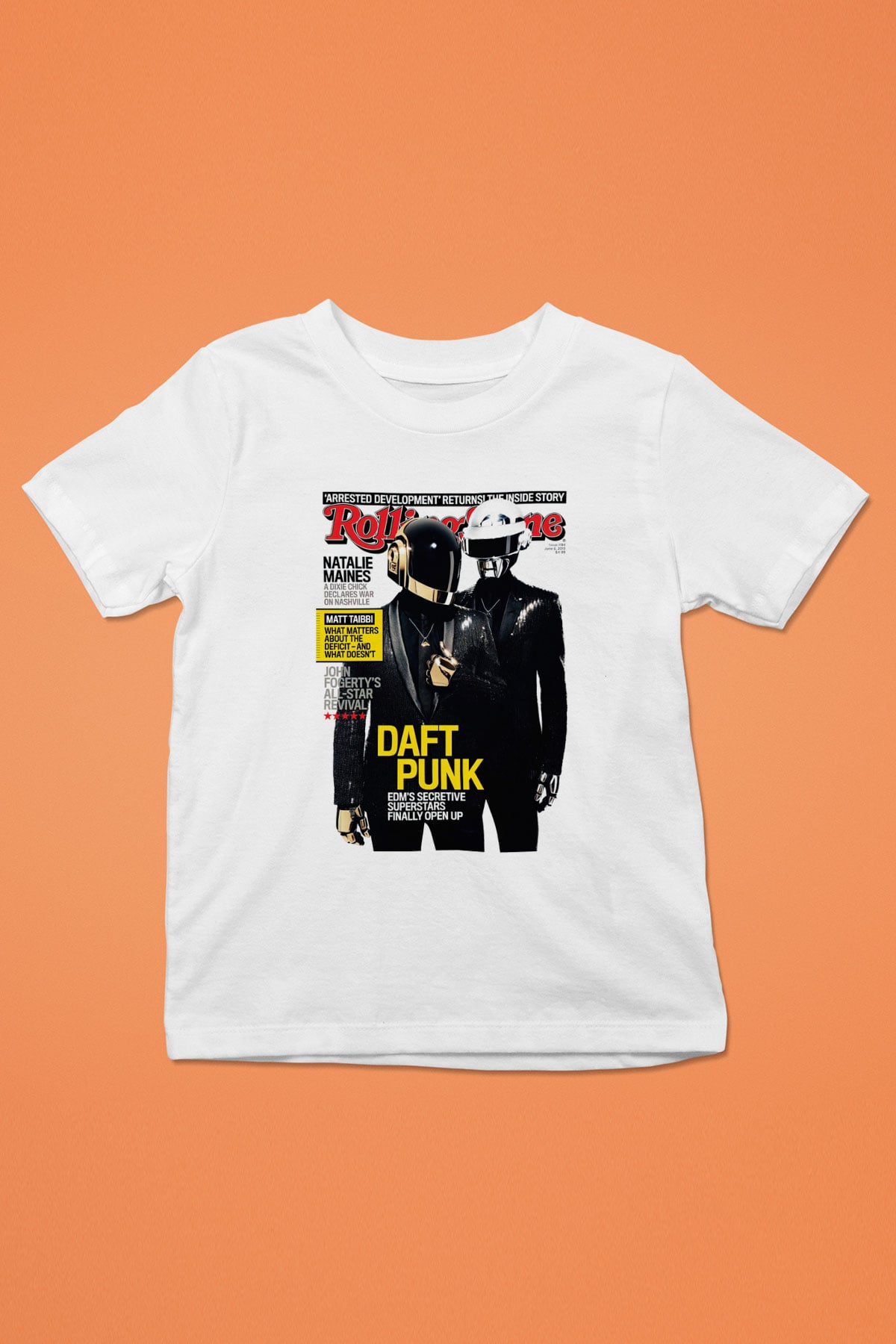Daft Punk Baskılı Beyaz Unisex Çocuk Tişört