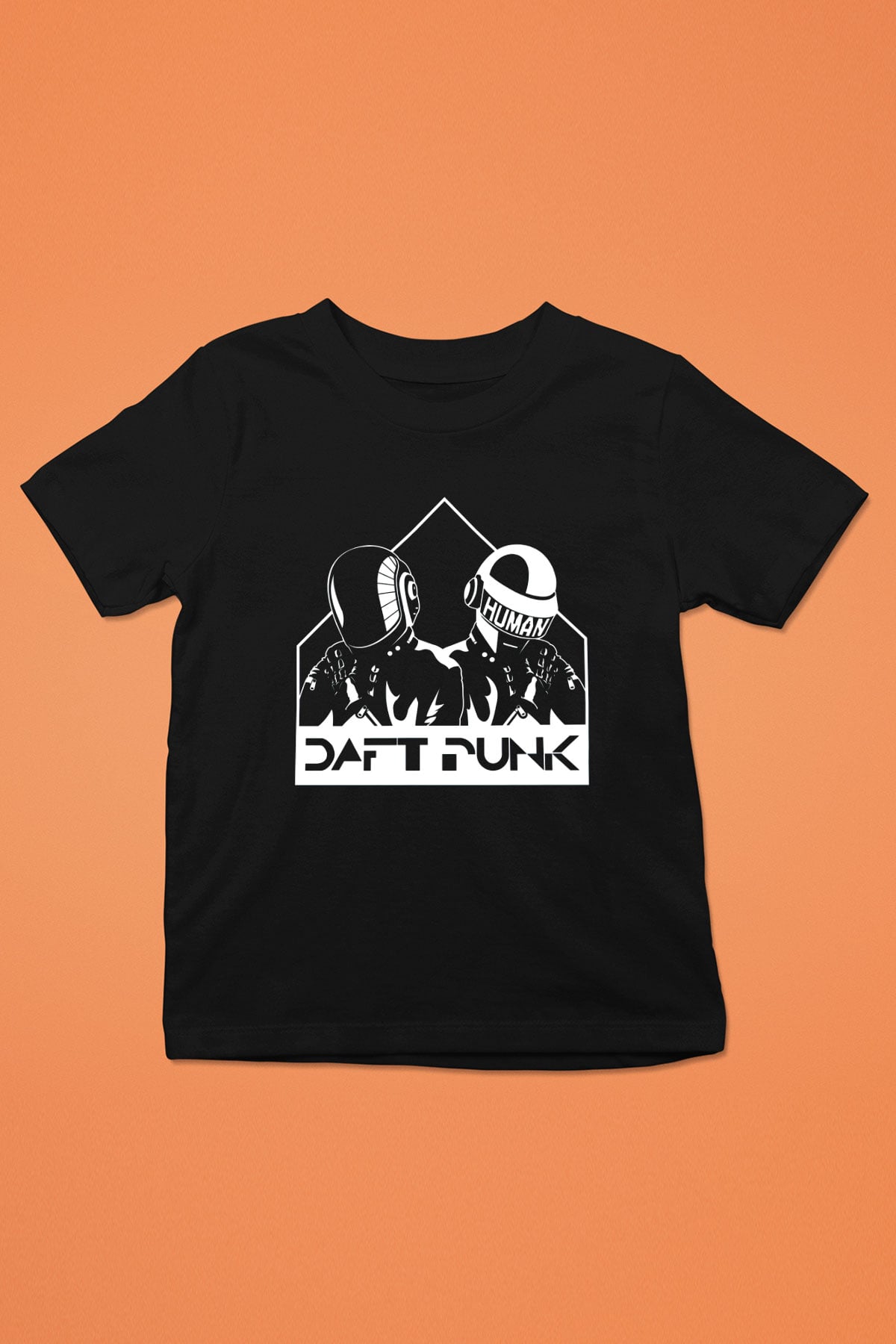 Daft Punk Baskılı Siyah Unisex Çocuk Tişört