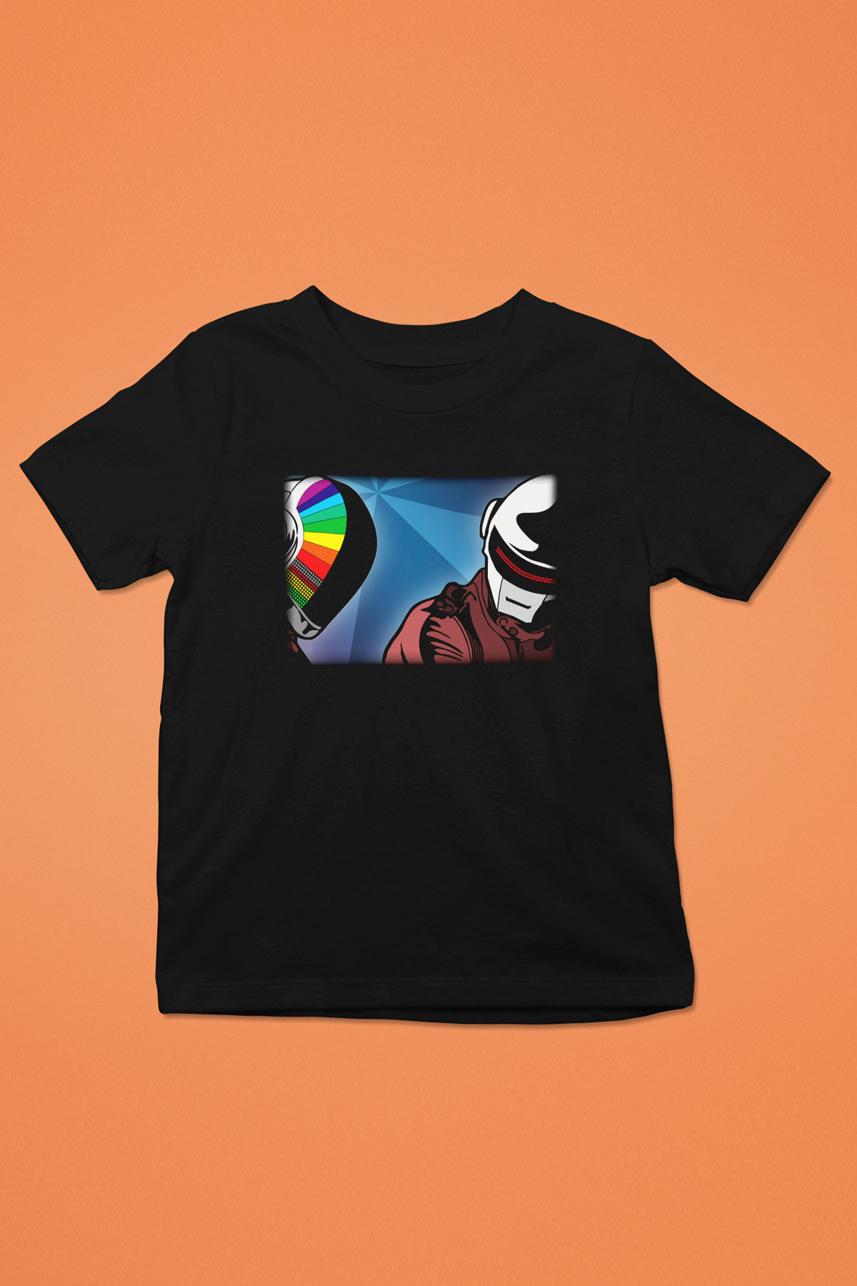 Daft Punk Baskılı Siyah Unisex Çocuk Tişört