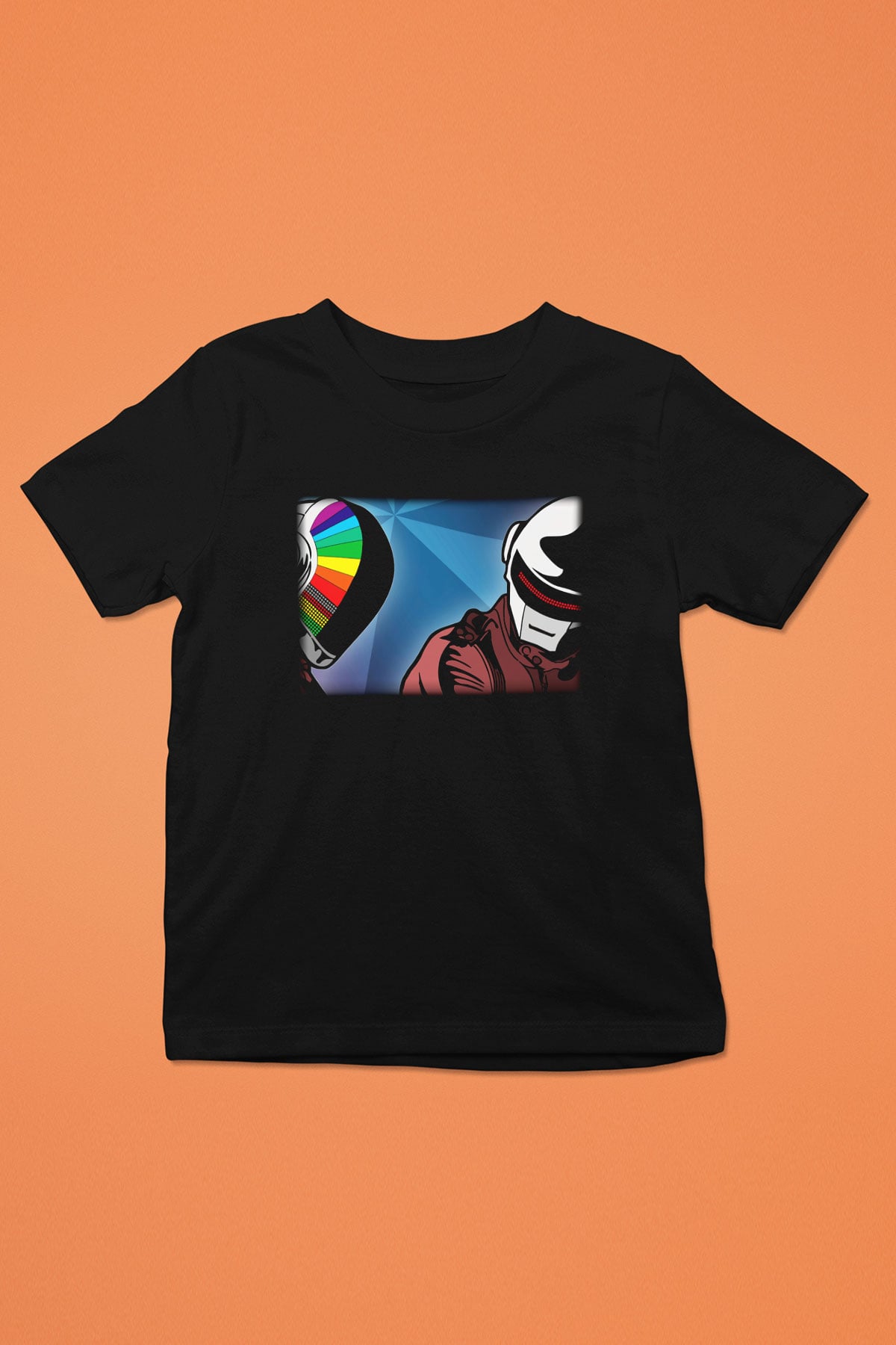 Daft Punk Baskılı Siyah Unisex Çocuk Tişört
