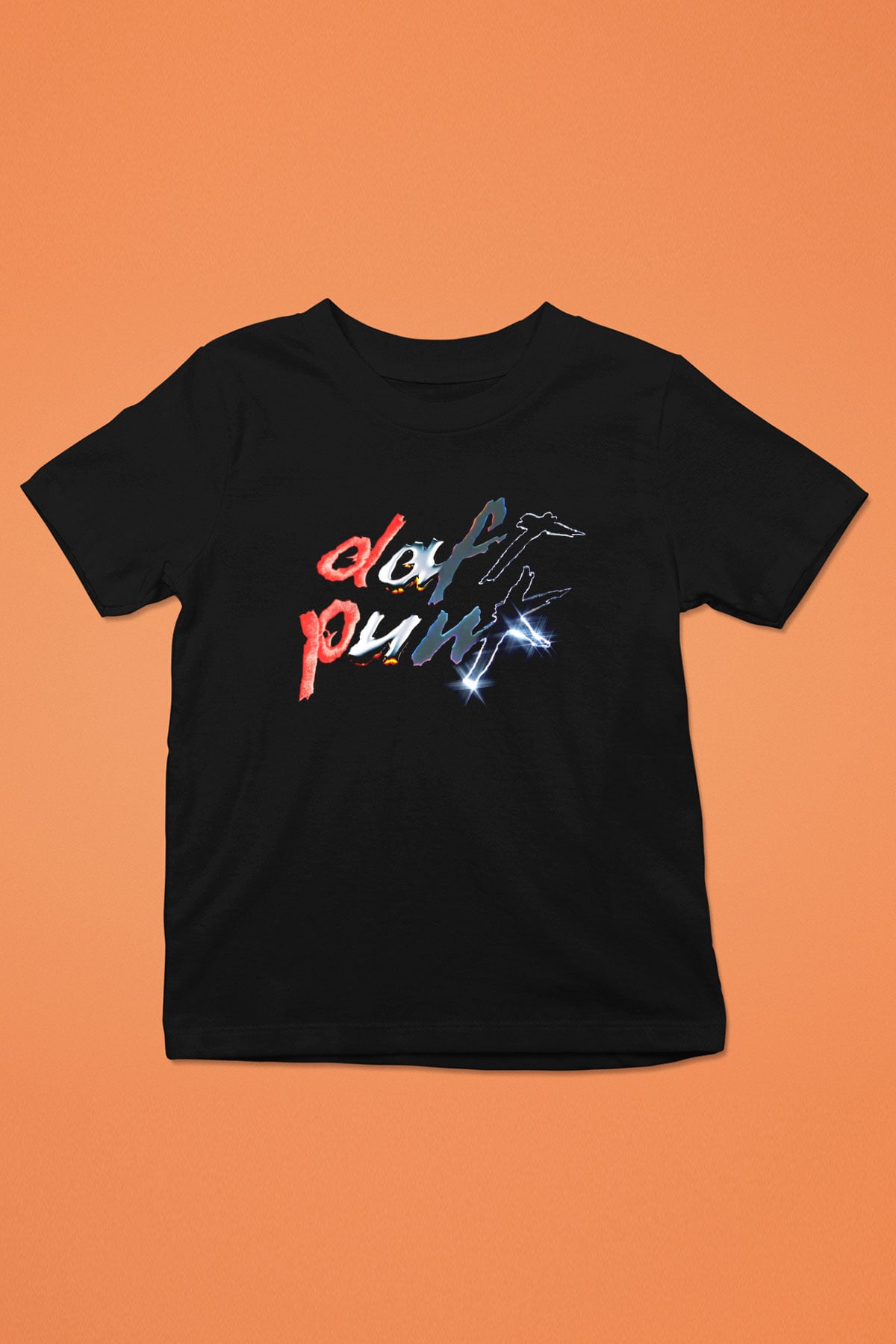 Daft Punk Baskılı Siyah Unisex Çocuk Tişört