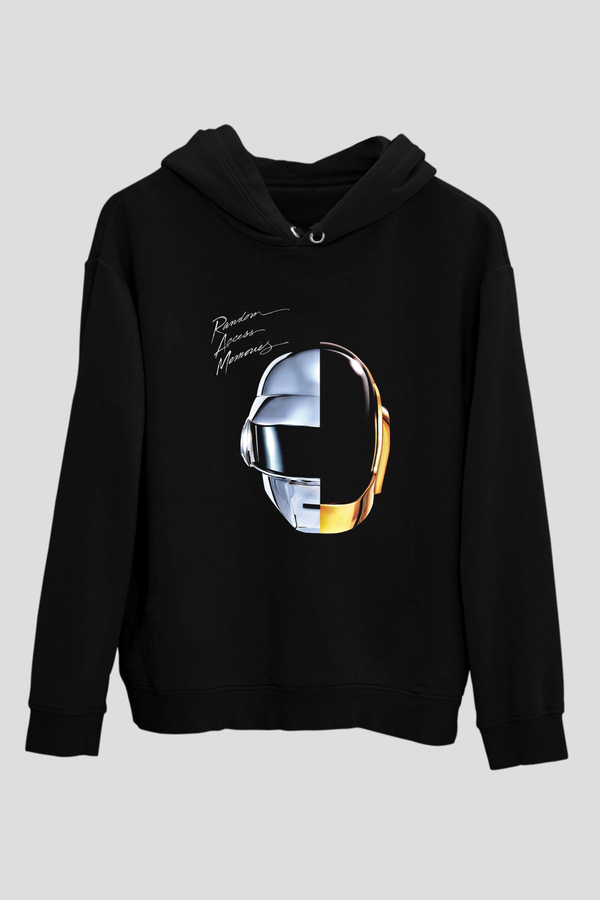 Daft Punk Baskılı Unisex Siyah Hoodie