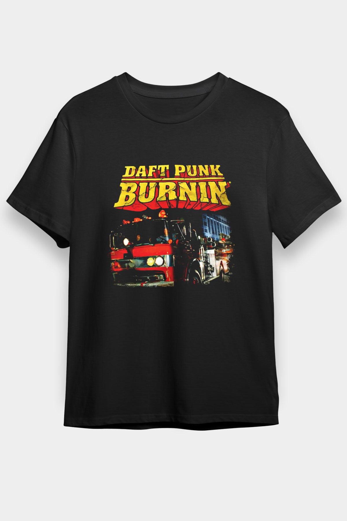 Daft Punk Baskılı Unisex Siyah Tişört