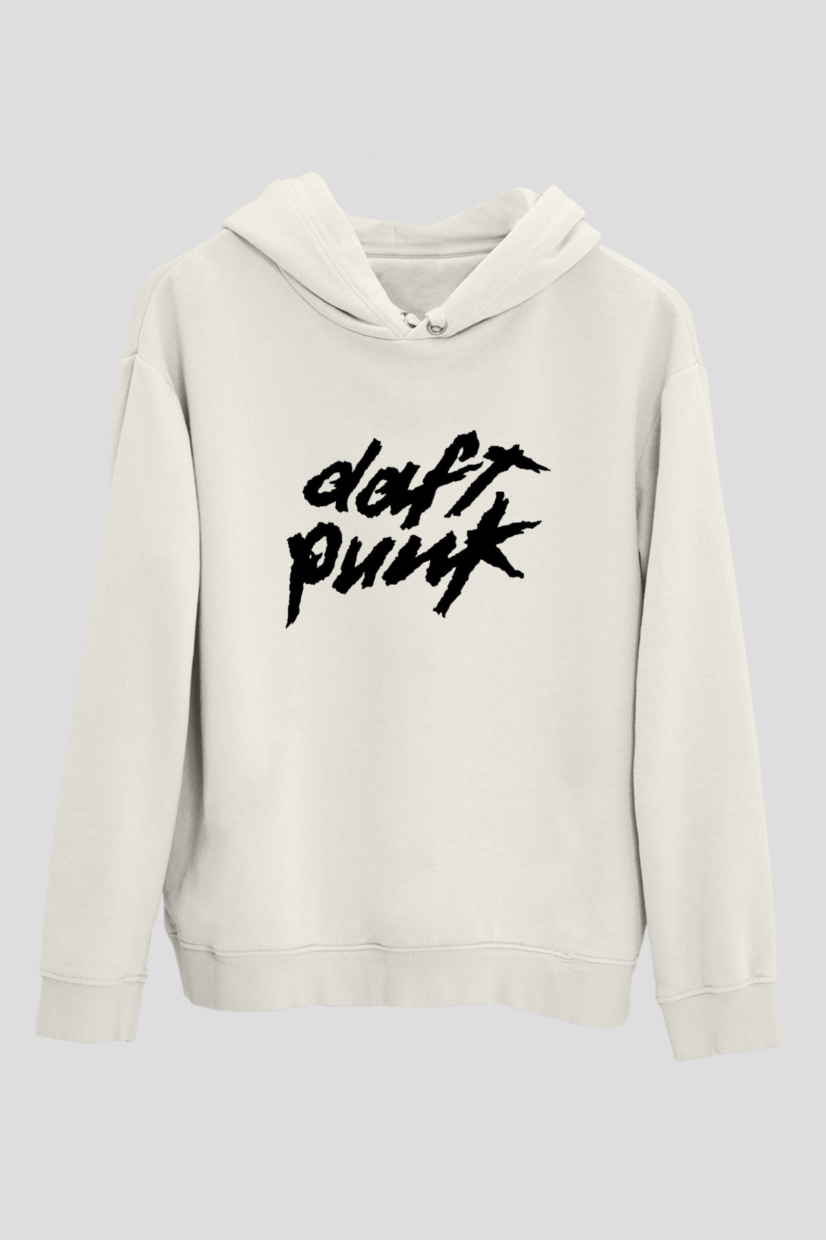 Daft Punk Beyaz Unisex Kapşonlu Sweatshirt