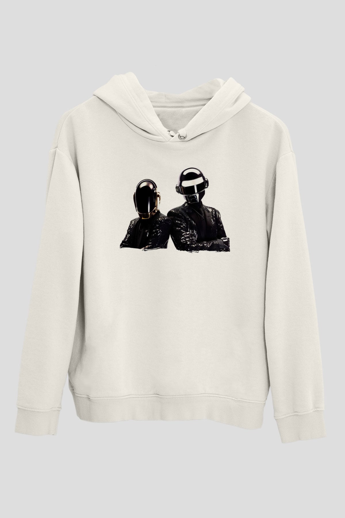 Daft Punk Beyaz Unisex Kapüşonlu Sweatshirt