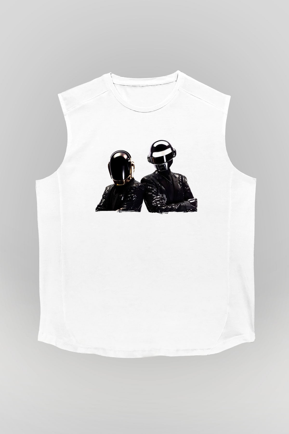 Daft Punk Beyaz Unisex Kolsuz Tişört