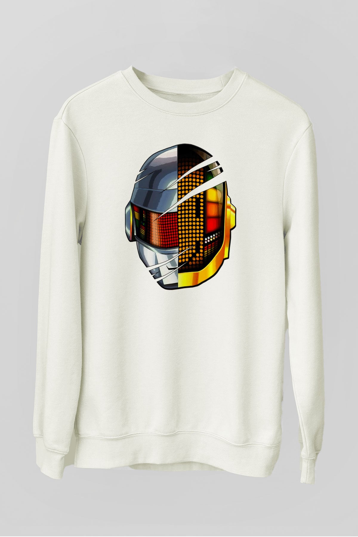 Daft Punk Beyaz Unisex Sweatshirt