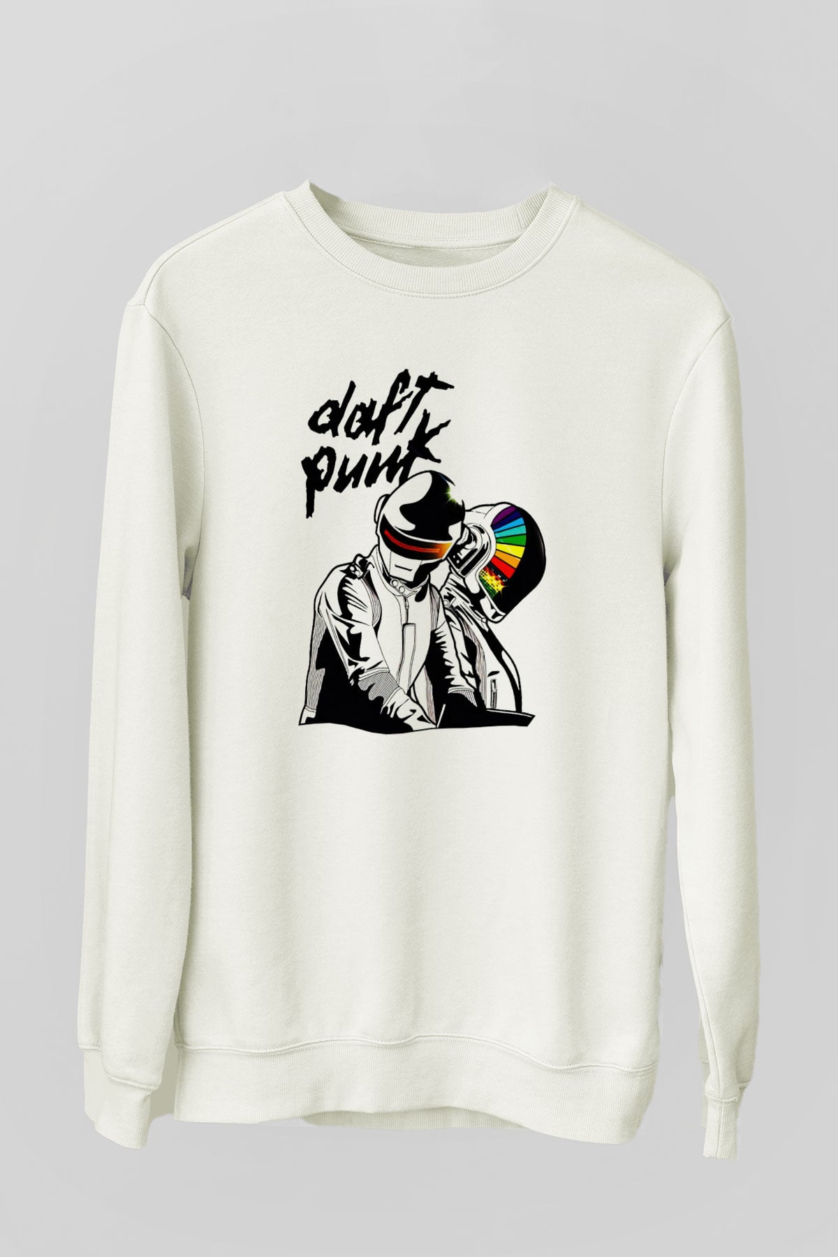 Daft Punk Beyaz Unisex Sweatshirt