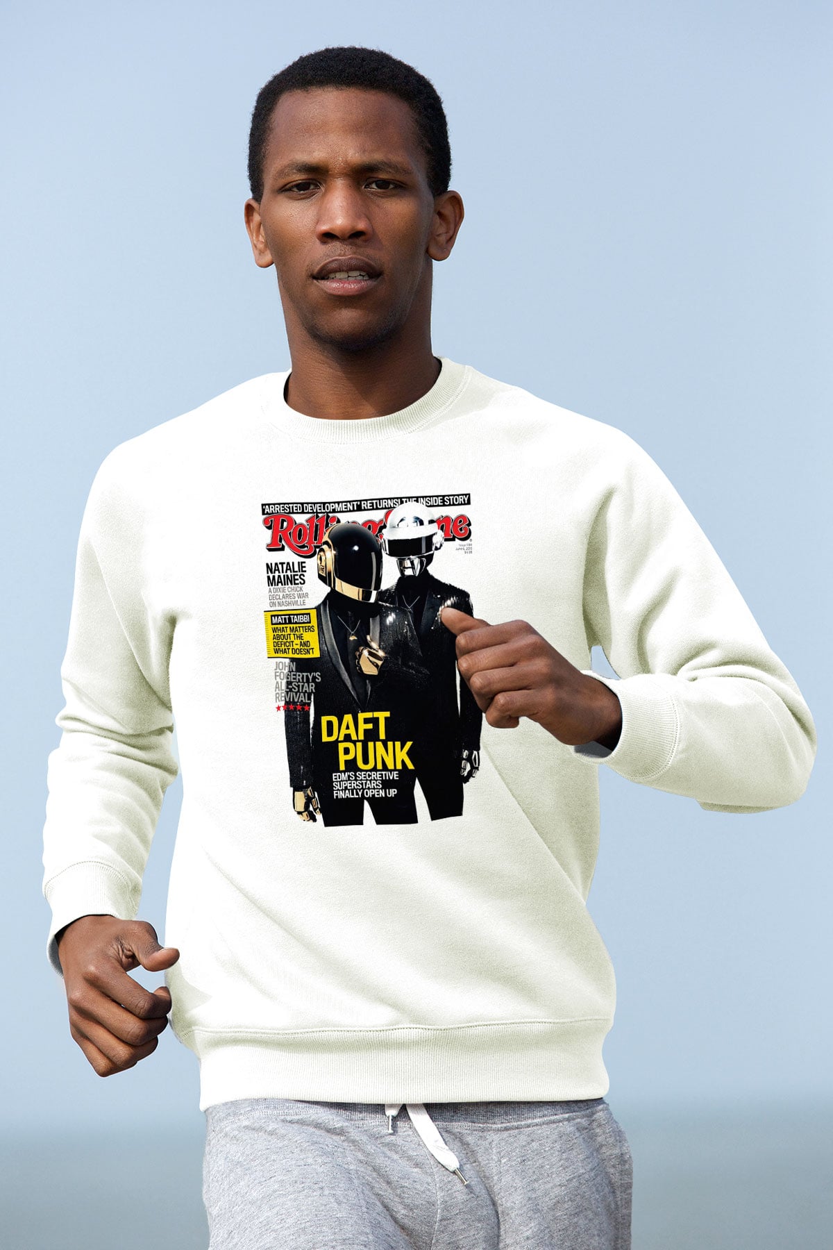 Daft Punk Beyaz Unisex Sweatshirt