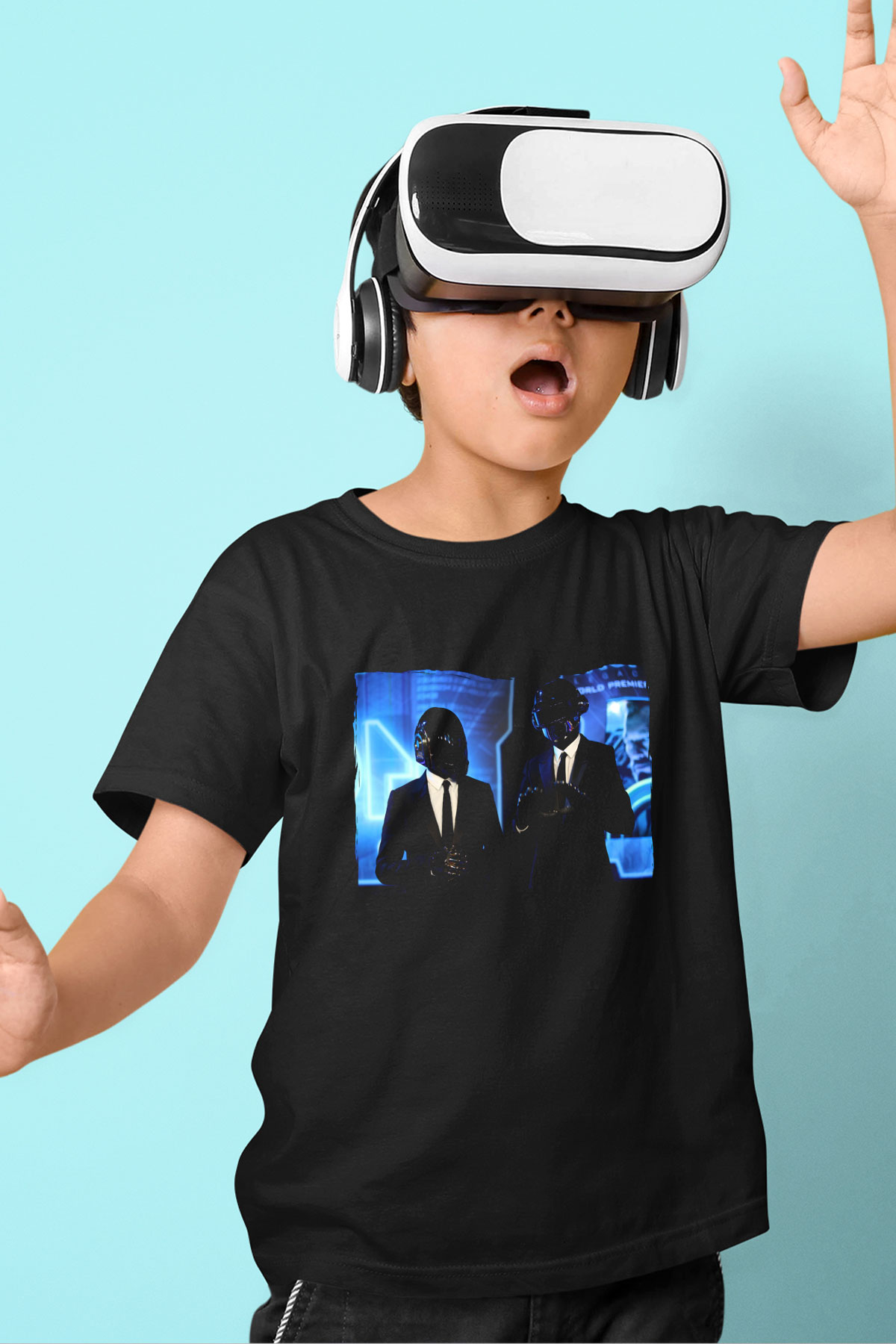 Daft Punk Siyah Unisex Çocuk Tişört