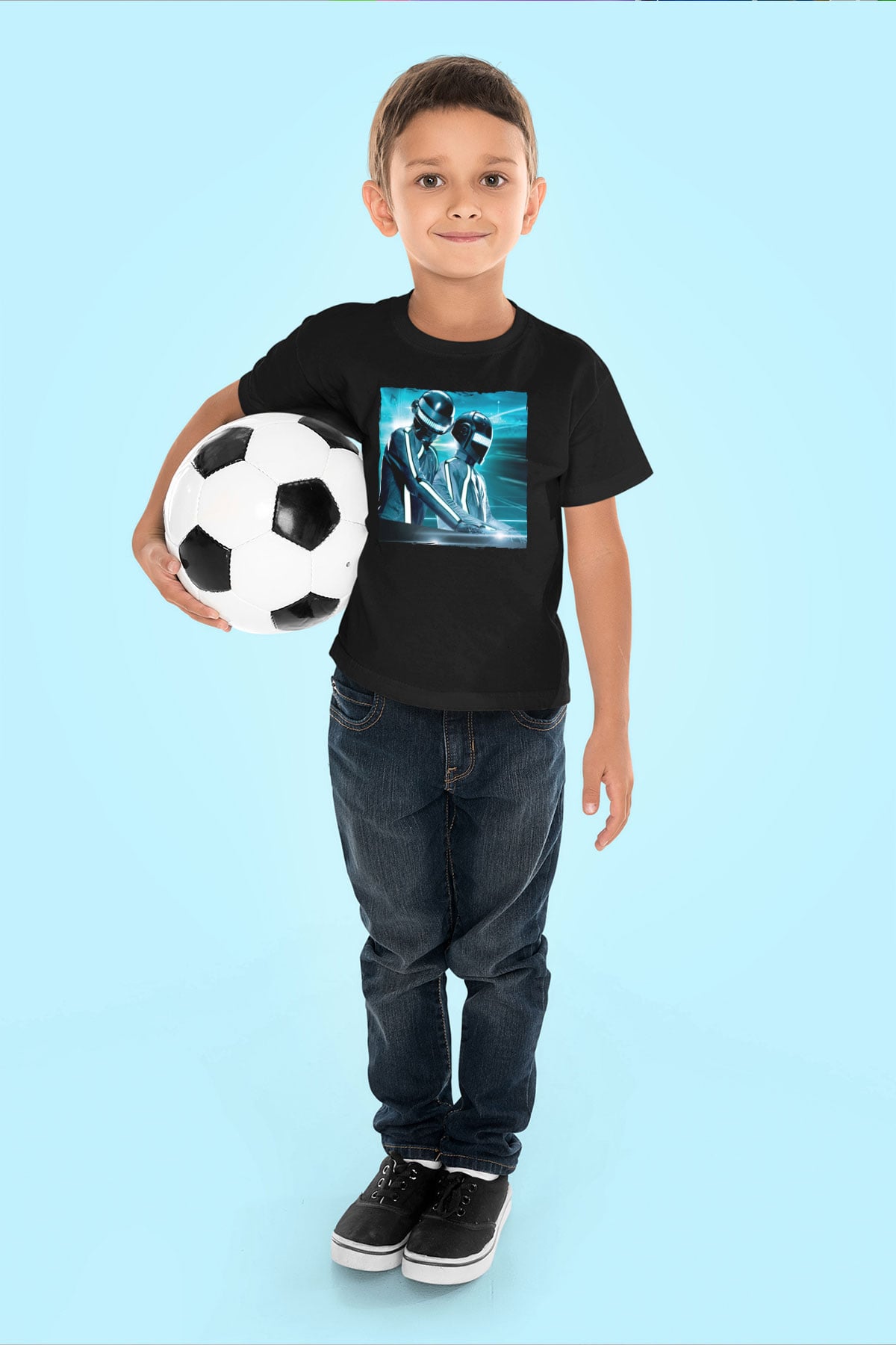 Daft Punk Siyah Unisex Çocuk Tişört