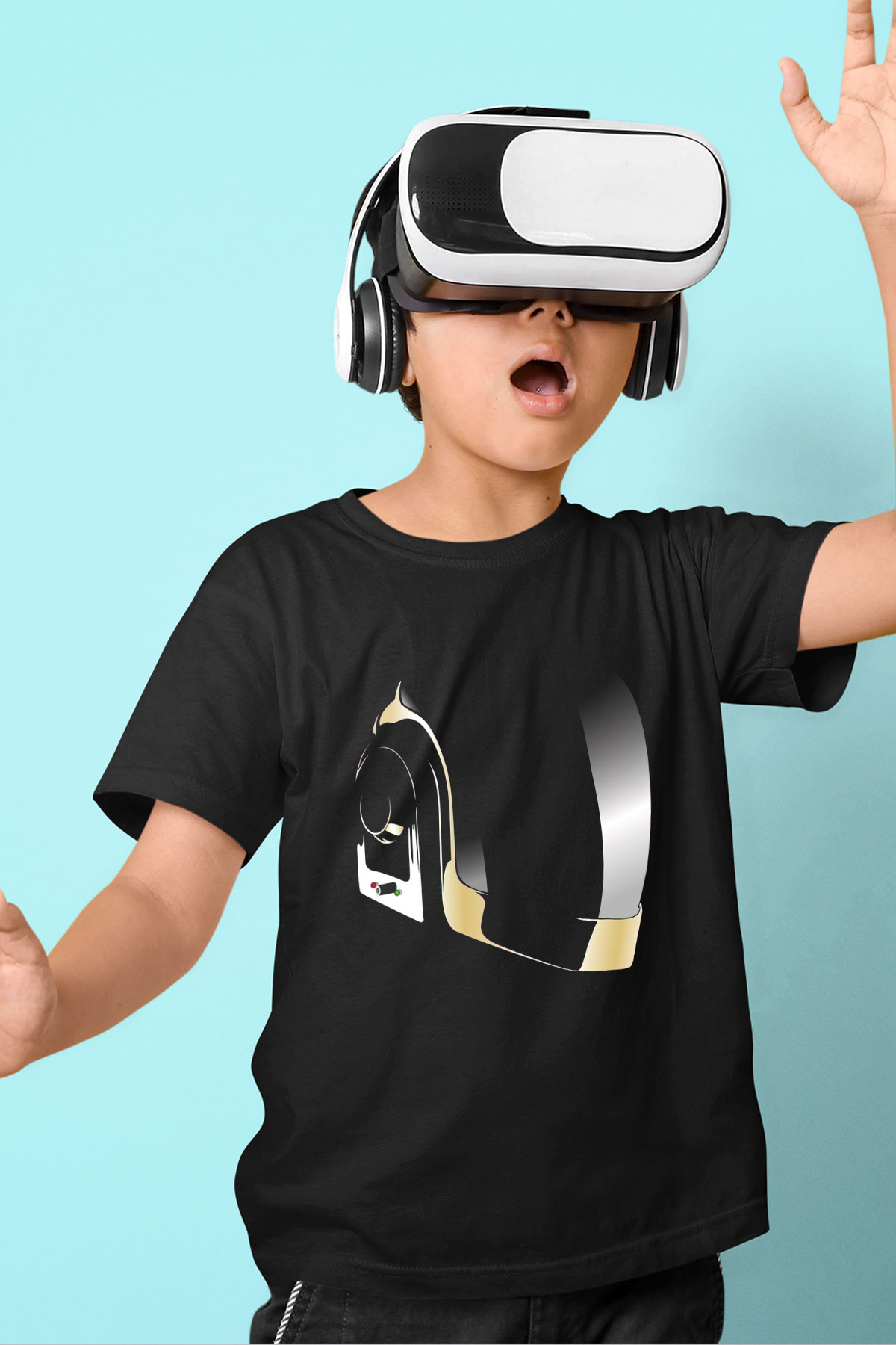 Daft Punk Siyah Unisex Çocuk Tişört