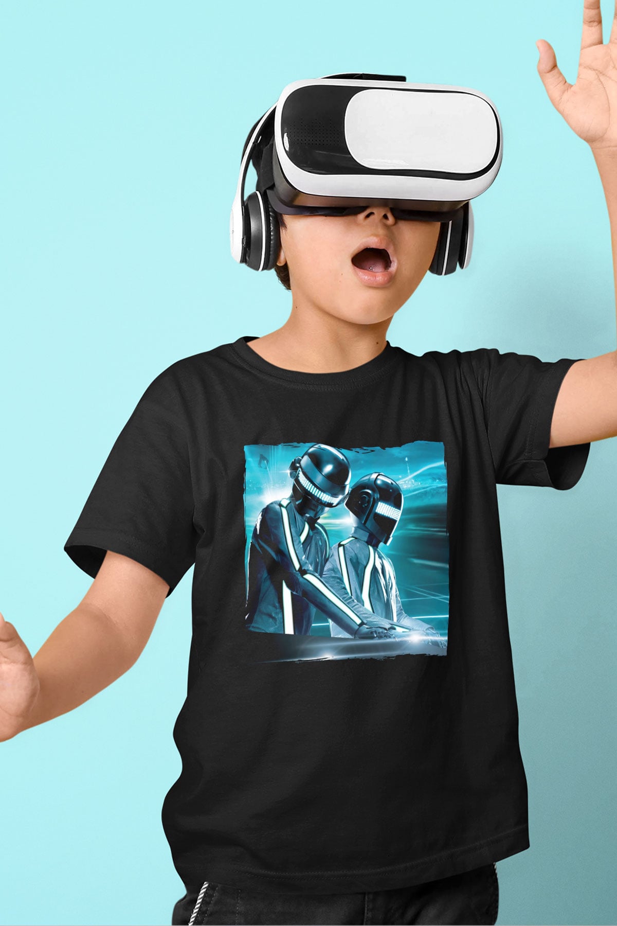 Daft Punk Siyah Unisex Çocuk Tişört