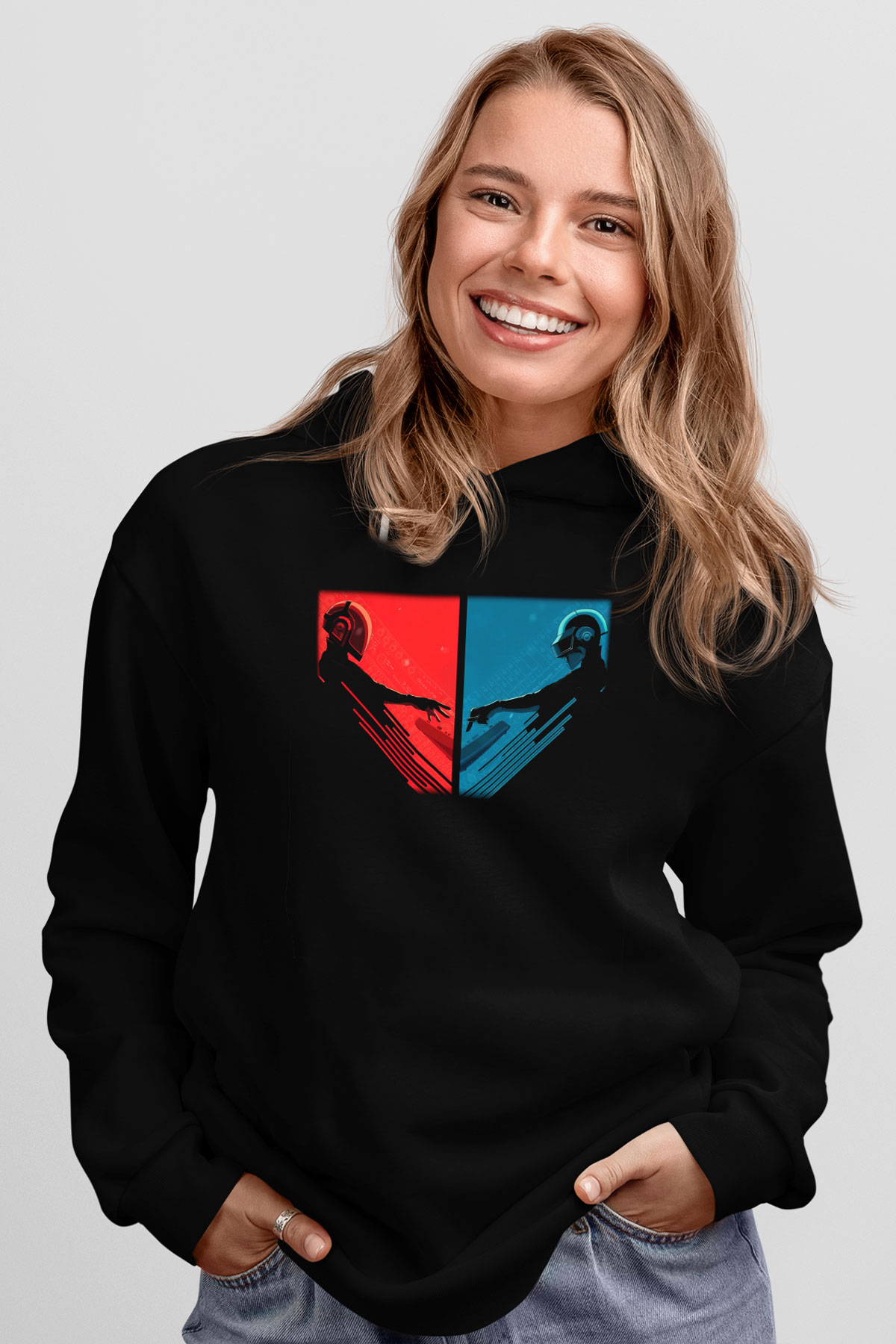 Daft Punk Siyah Unisex Hoodie
