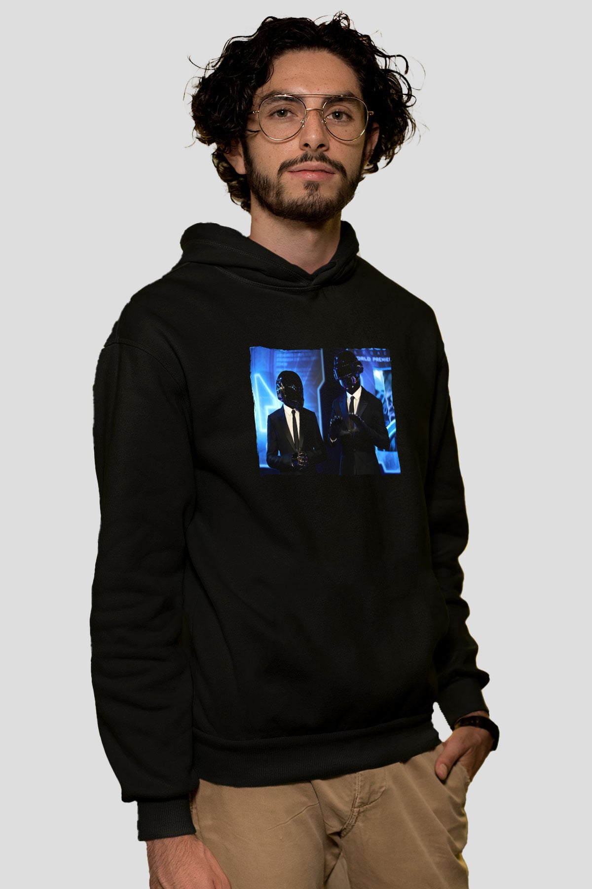 Daft Punk Siyah Unisex Kapüşonlu Sweatshirt
