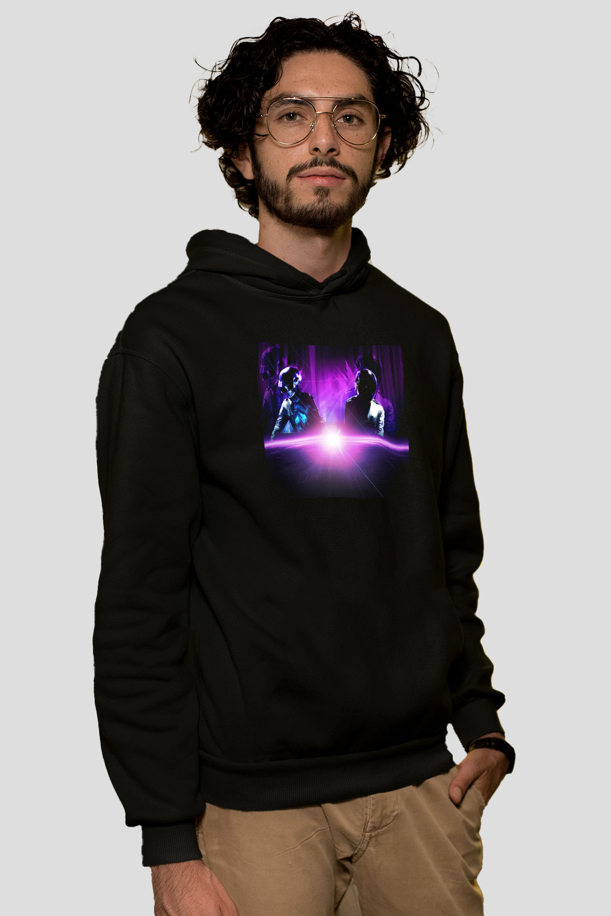 Daft Punk Siyah Unisex Kapüşonlu Sweatshirt