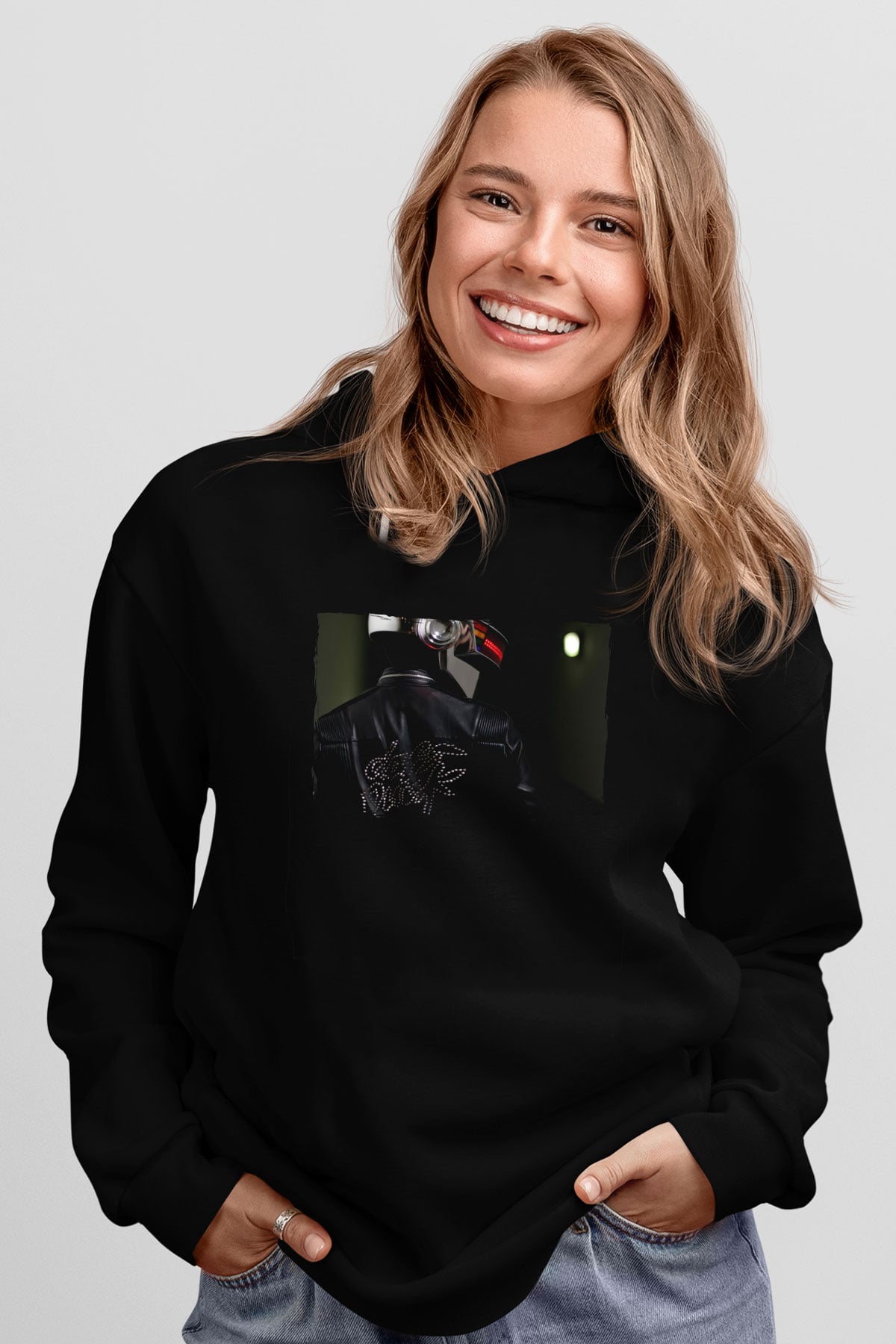 Daft Punk Siyah Unisex Kapüşonlu Sweatshirt