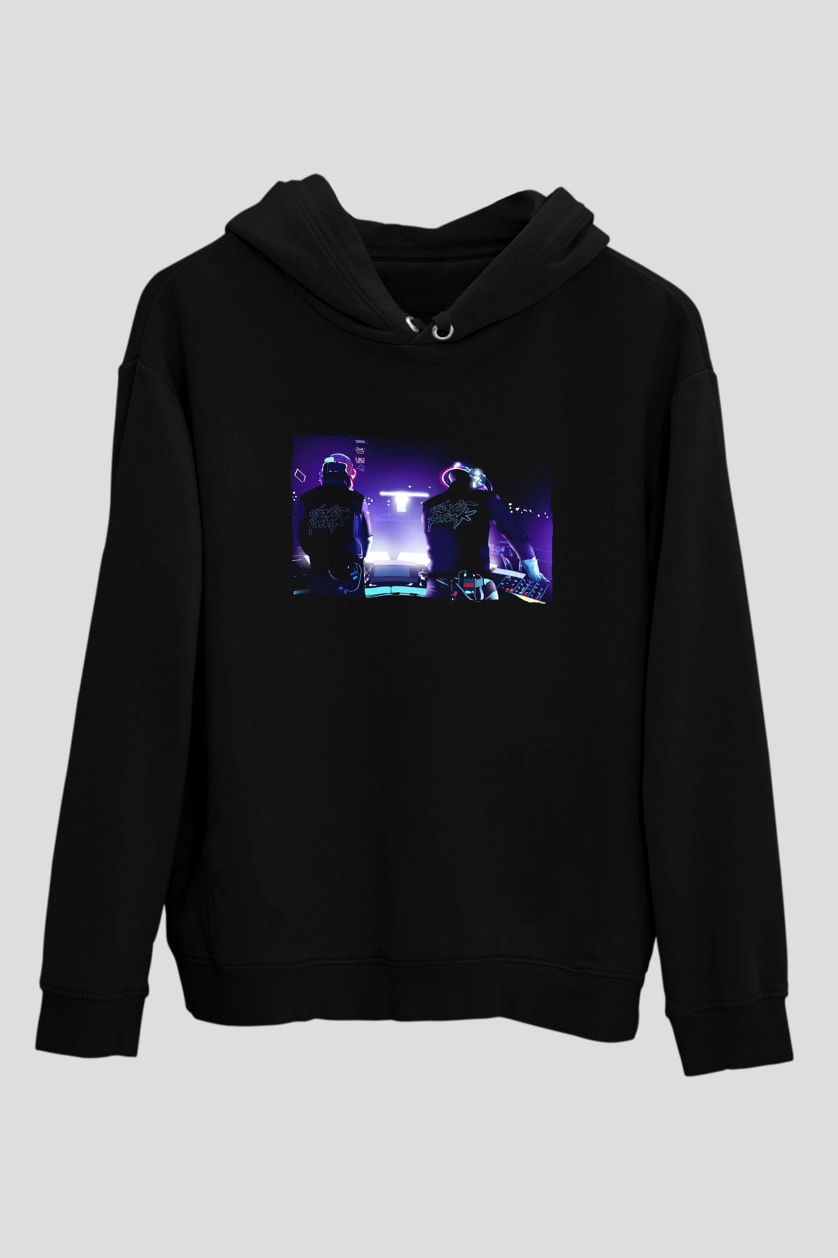 Daft Punk Siyah Unisex Kapüşonlu Sweatshirt