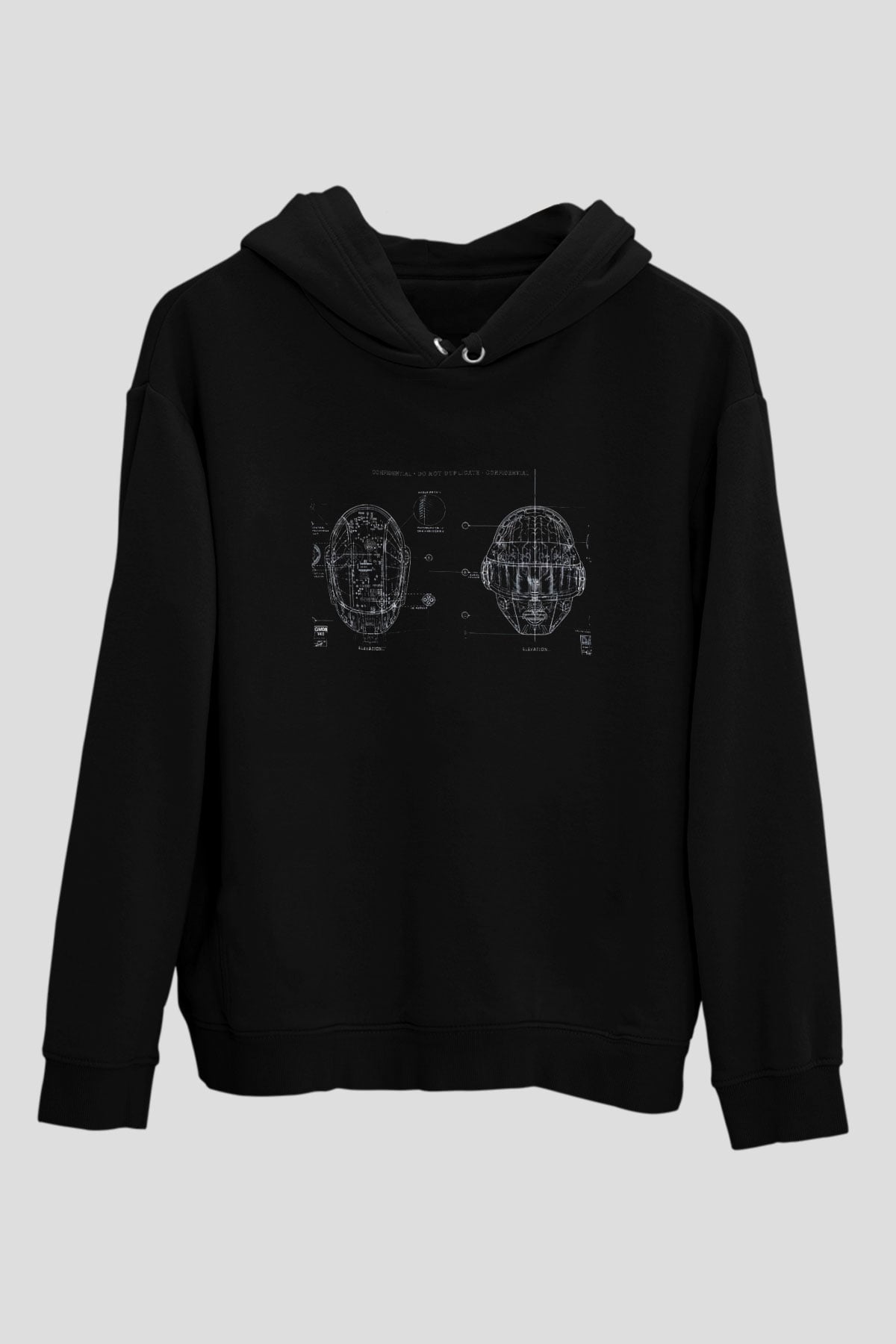 Daft Punk Siyah Unisex Kapüşonlu Sweatshirt