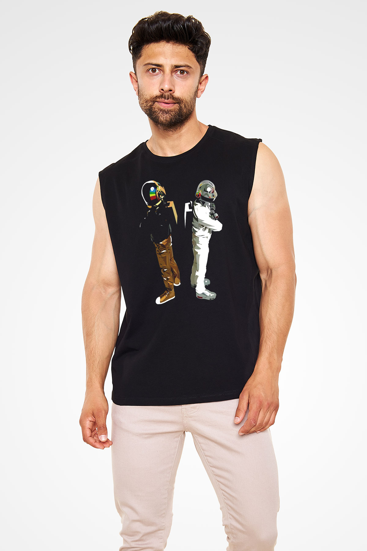 Daft Punk Siyah Unisex Kolsuz Tişört