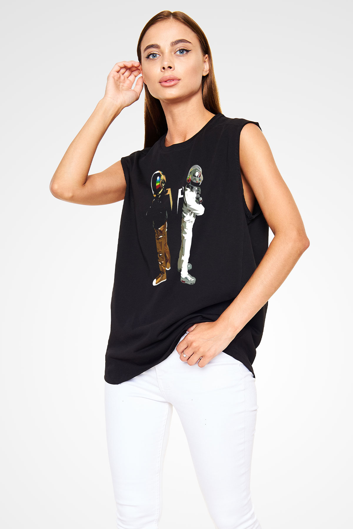 Daft Punk Siyah Unisex Kolsuz Tişört