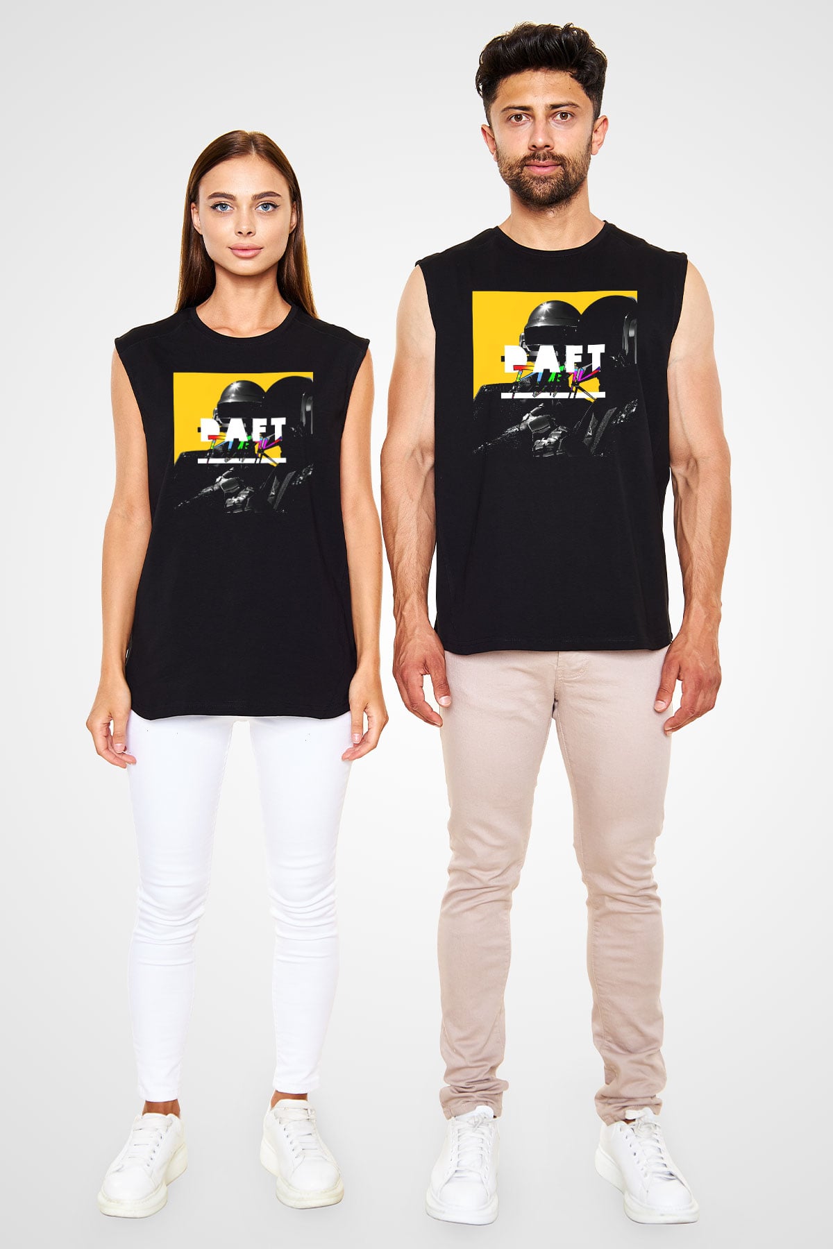 Daft Punk Siyah Unisex Kolsuz Tişört