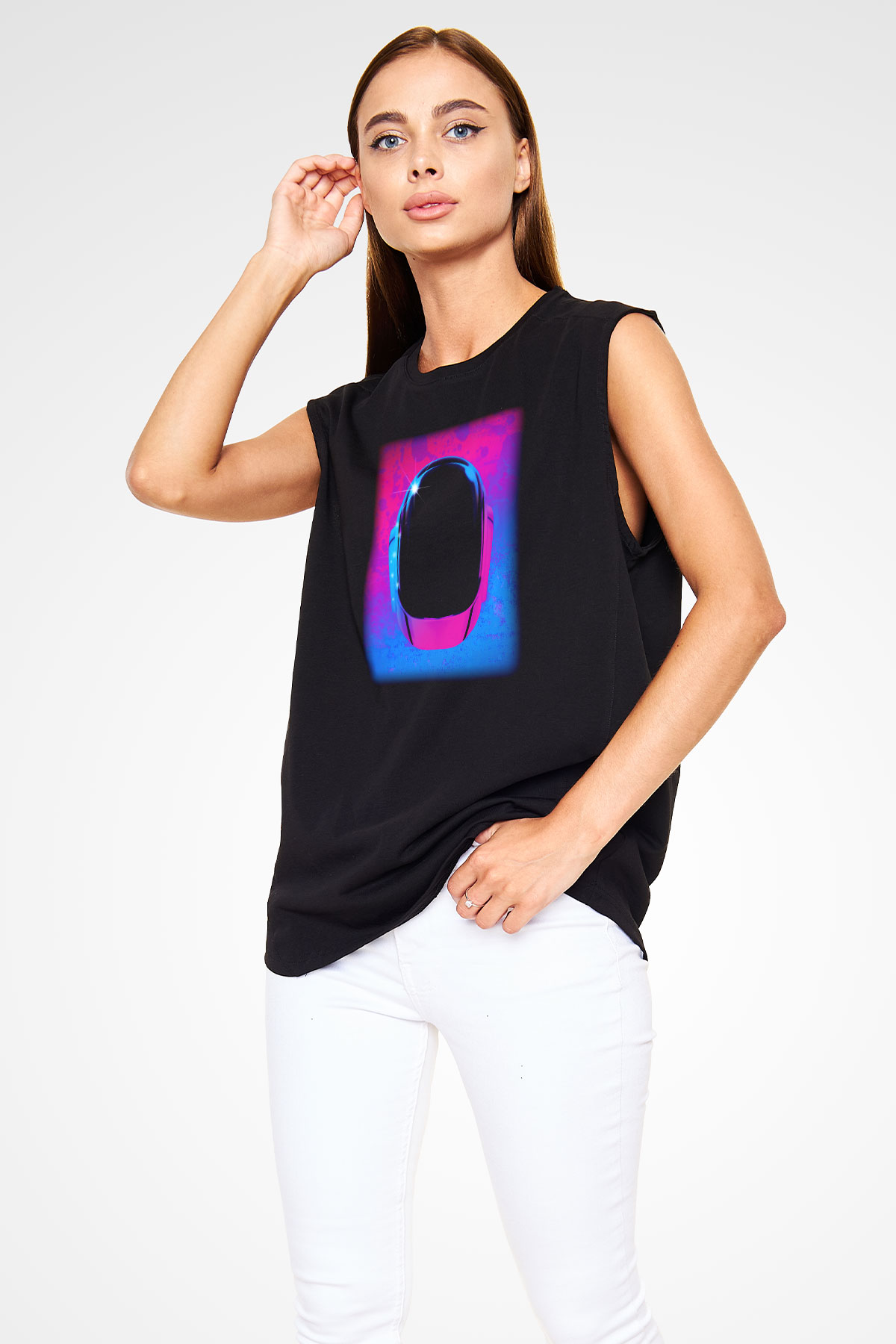 Daft Punk Siyah Unisex Kolsuz Tişört