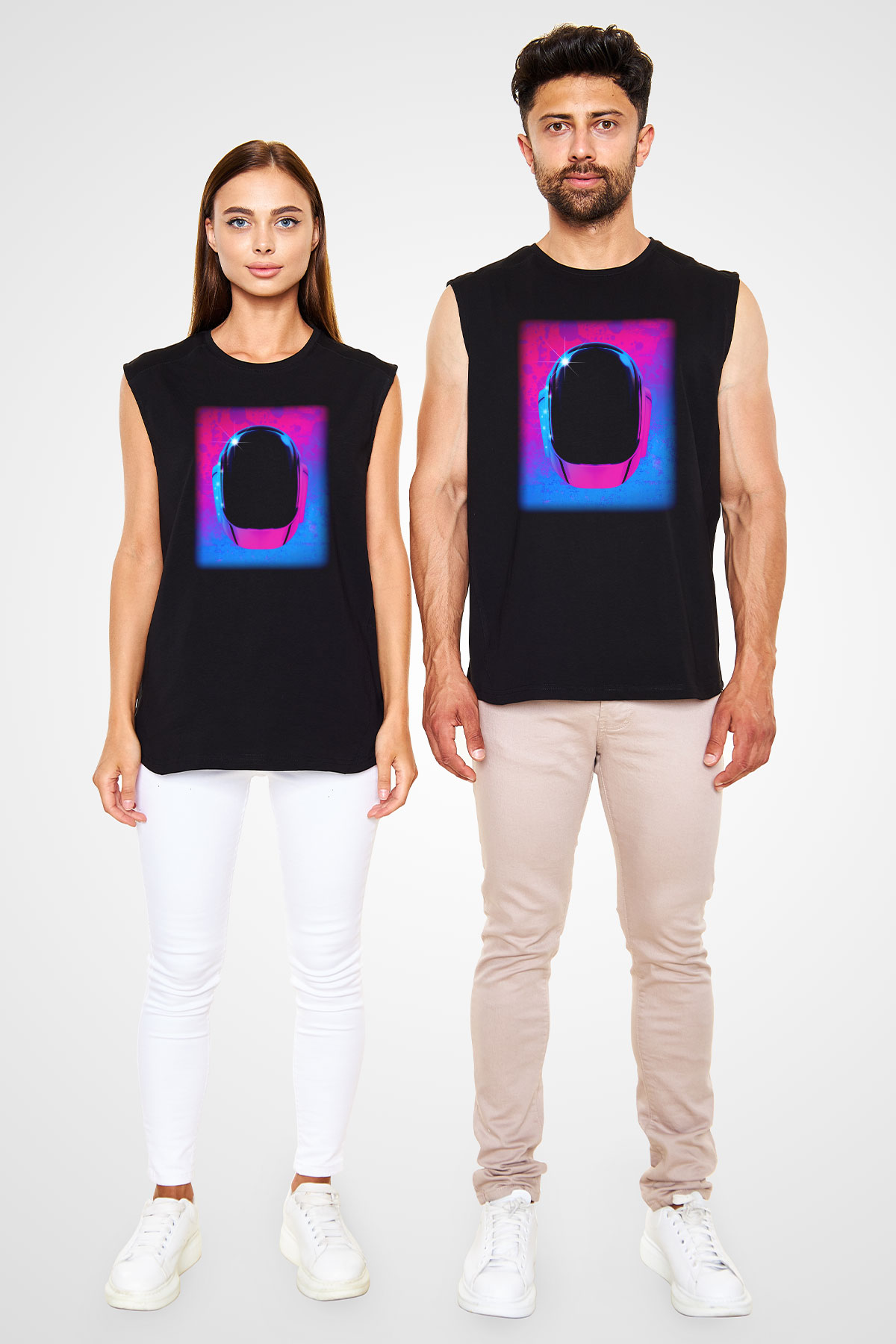 Daft Punk Siyah Unisex Kolsuz Tişört