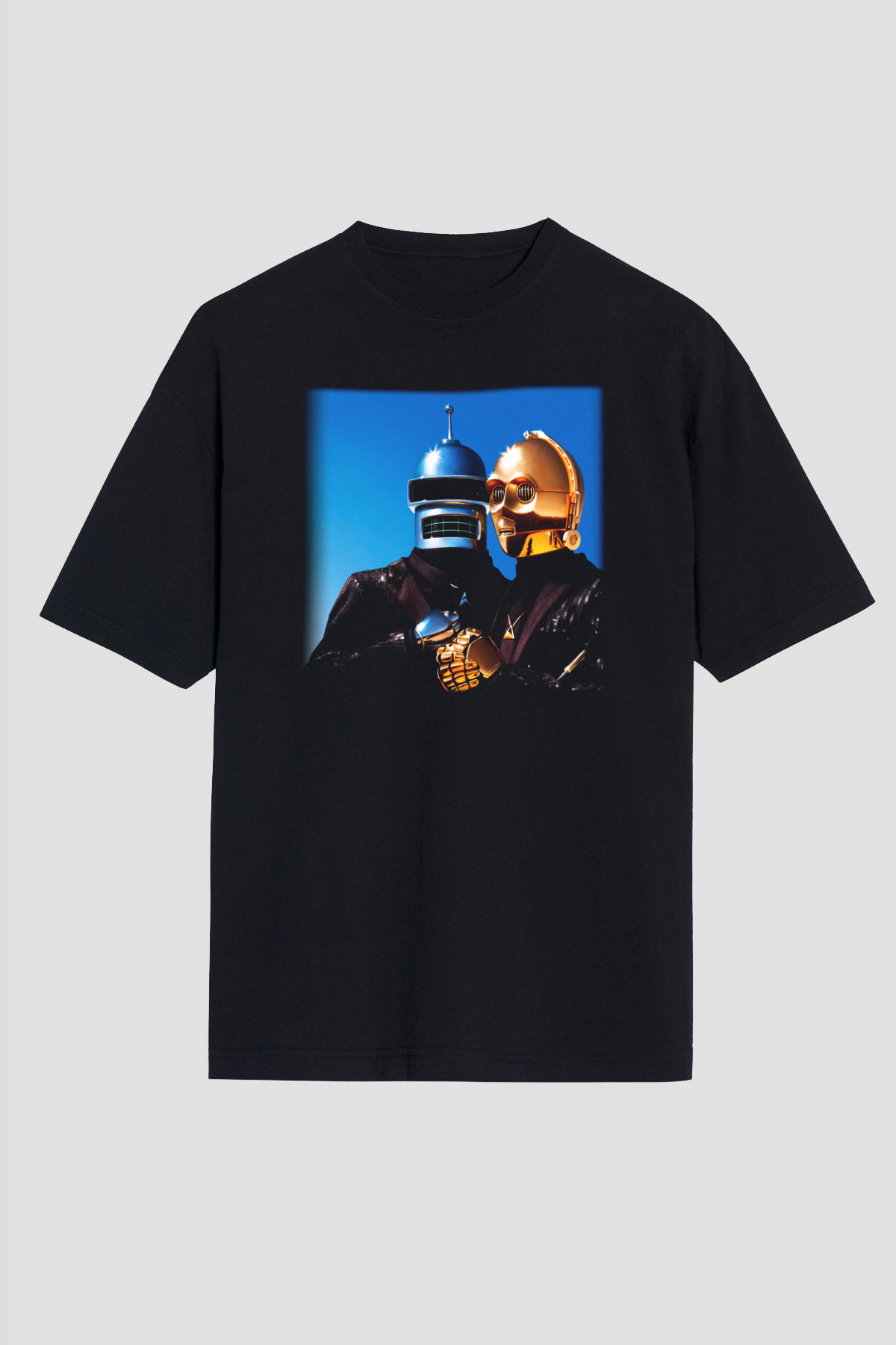 Daft Punk Siyah Unisex Oversize Tişört T-Shirt