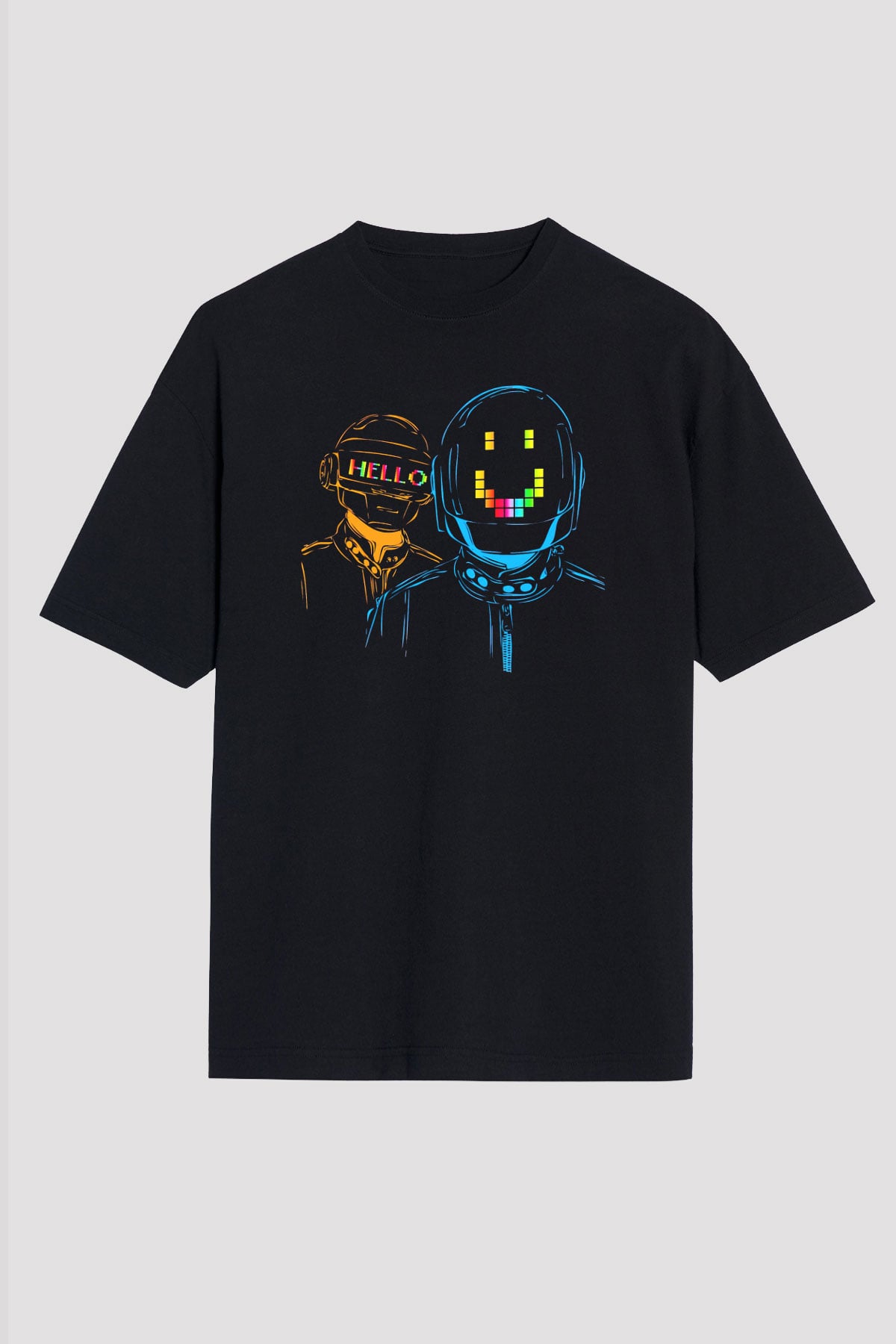 Daft Punk Siyah Unisex Oversize Tişört T-Shirt