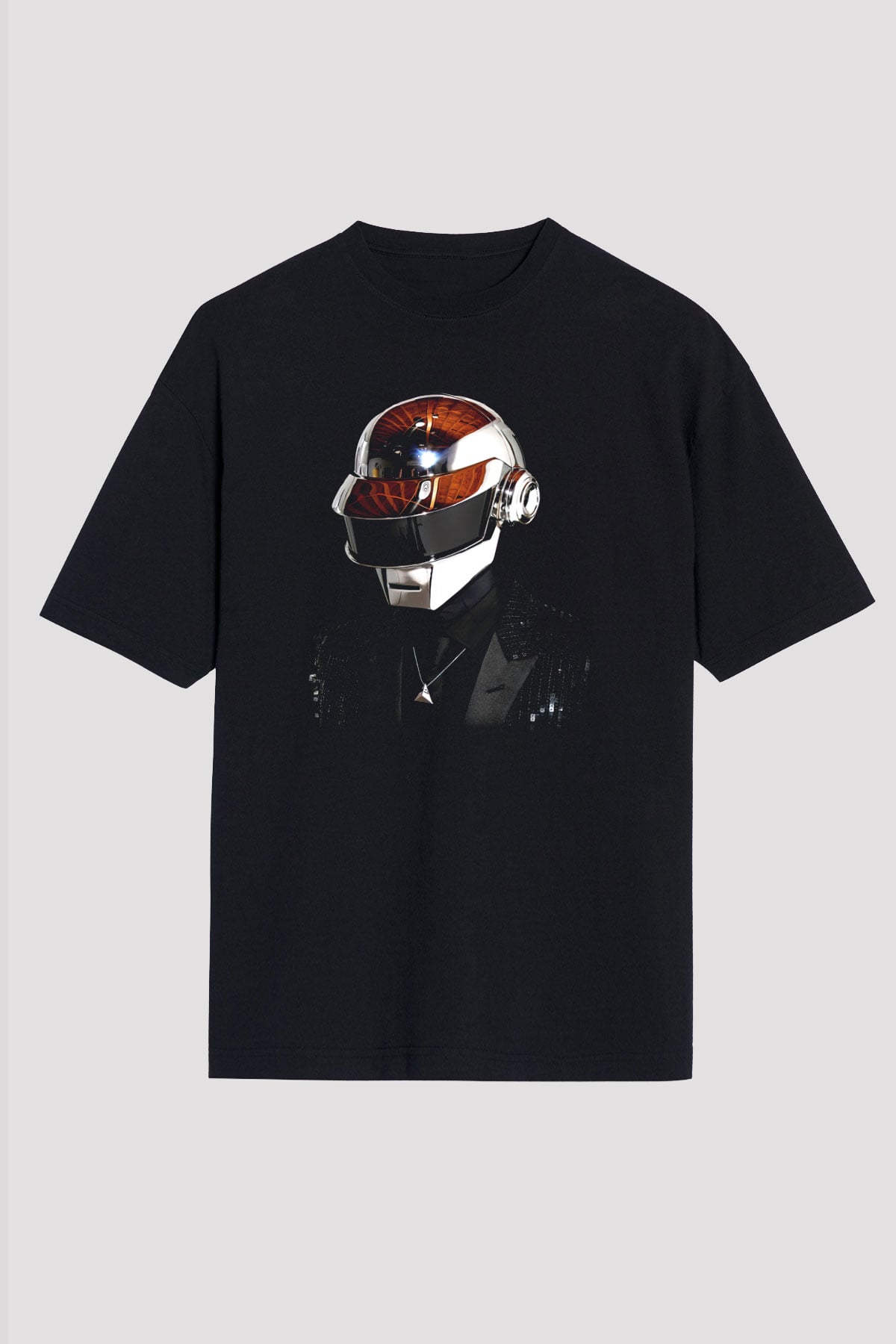 Daft Punk Siyah Unisex Oversize Tişört T-Shirt